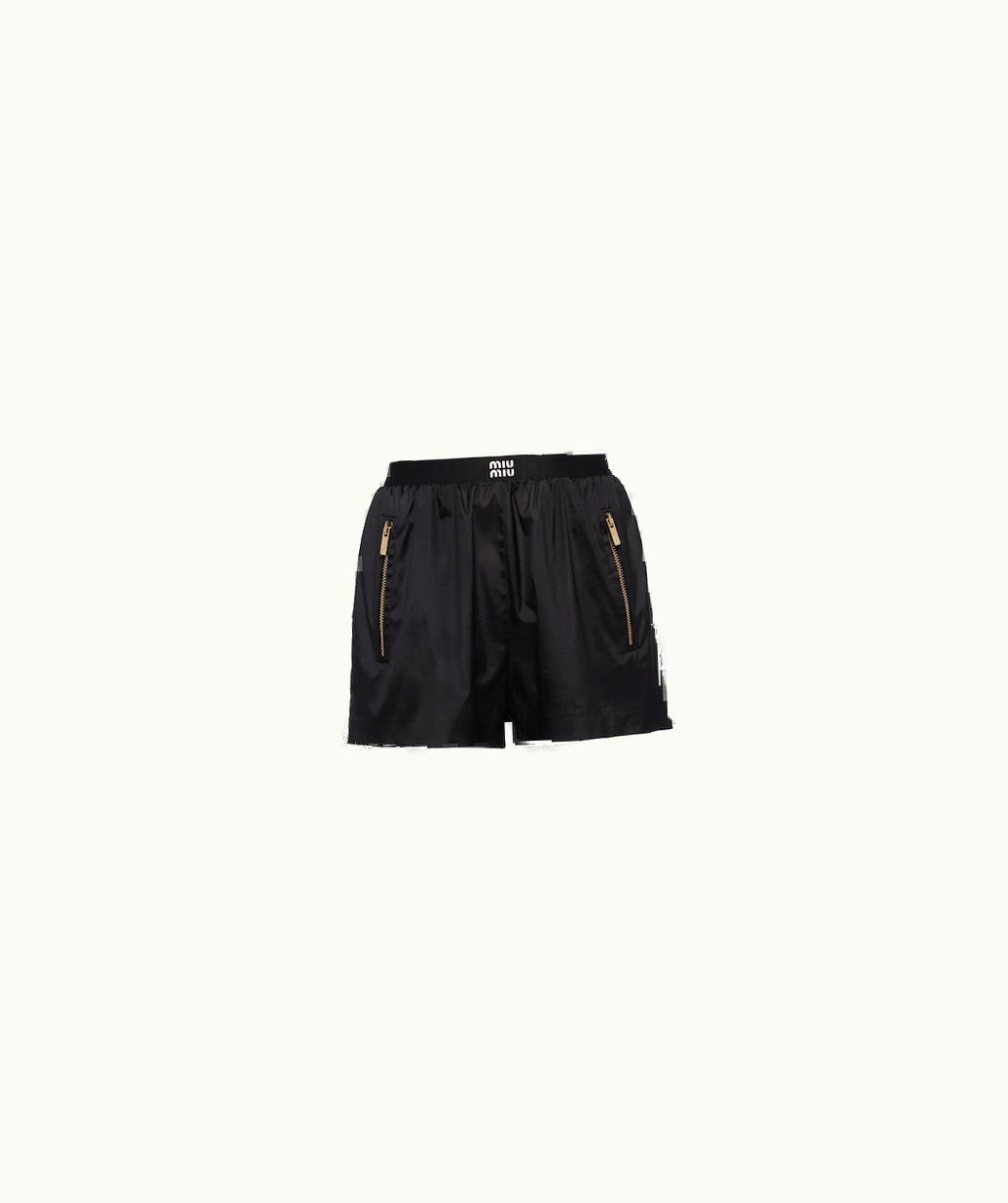 Miu Miu Miu Miu Technical Silk Shorts With Printed Logo