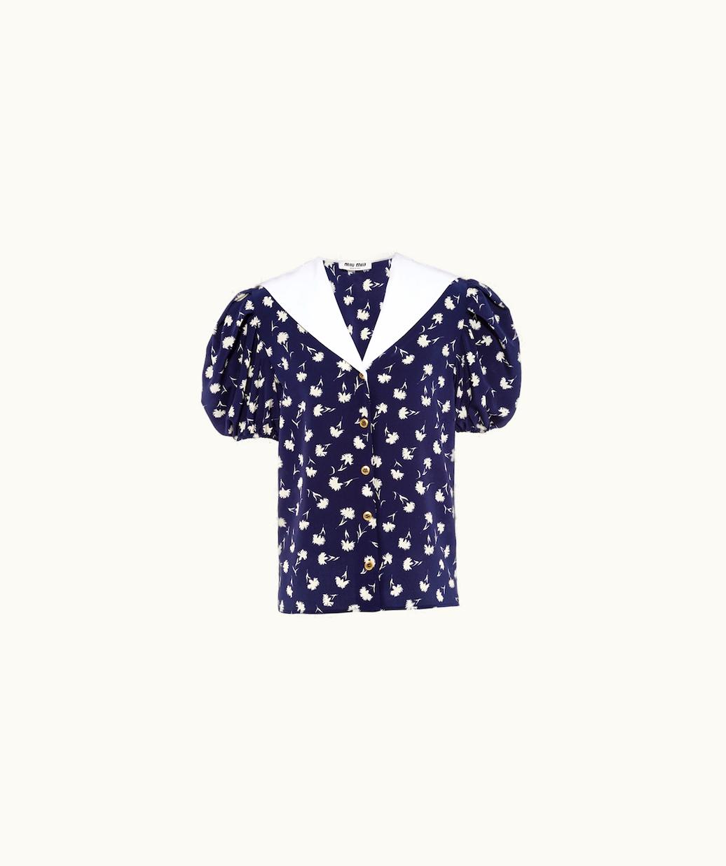 Miu Miu Miu Miu Short-Sleeved Crepe De Chine Blouse