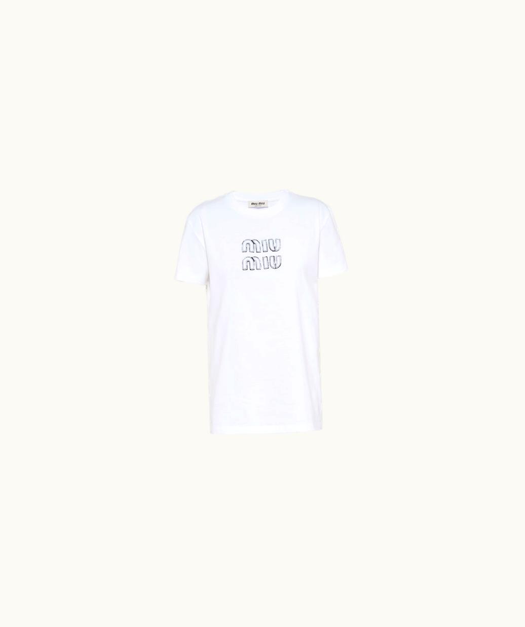 Miu Miu Miu Miu Embroidered Cotton T-Shirt UZ0153100