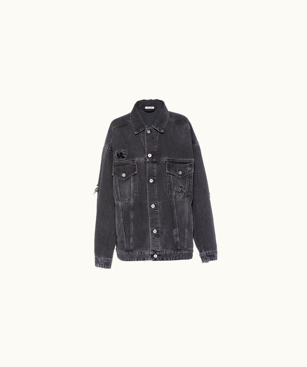Miu Miu Miu Miu Oversized Black Denim Blouson Jacket