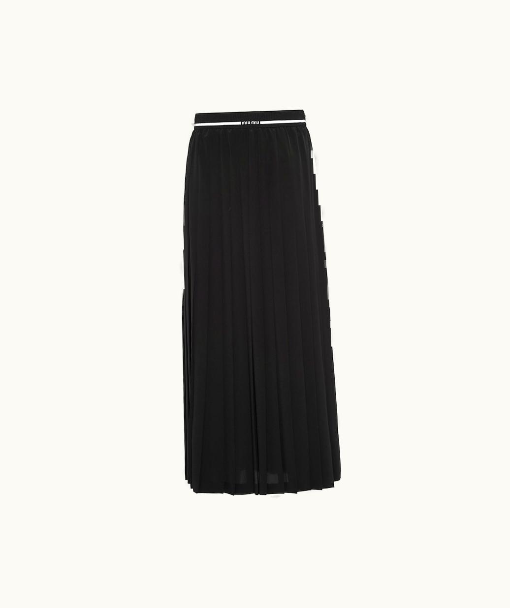 Miu Miu Miu Miu Crepe De Chine Pleated Midi Skirt