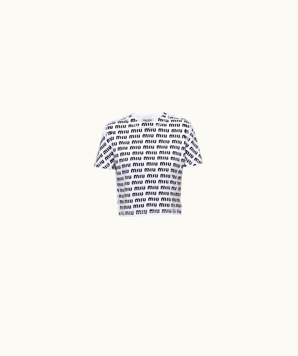 Miu Miu Miu Miu Print Cotton T-Shirt