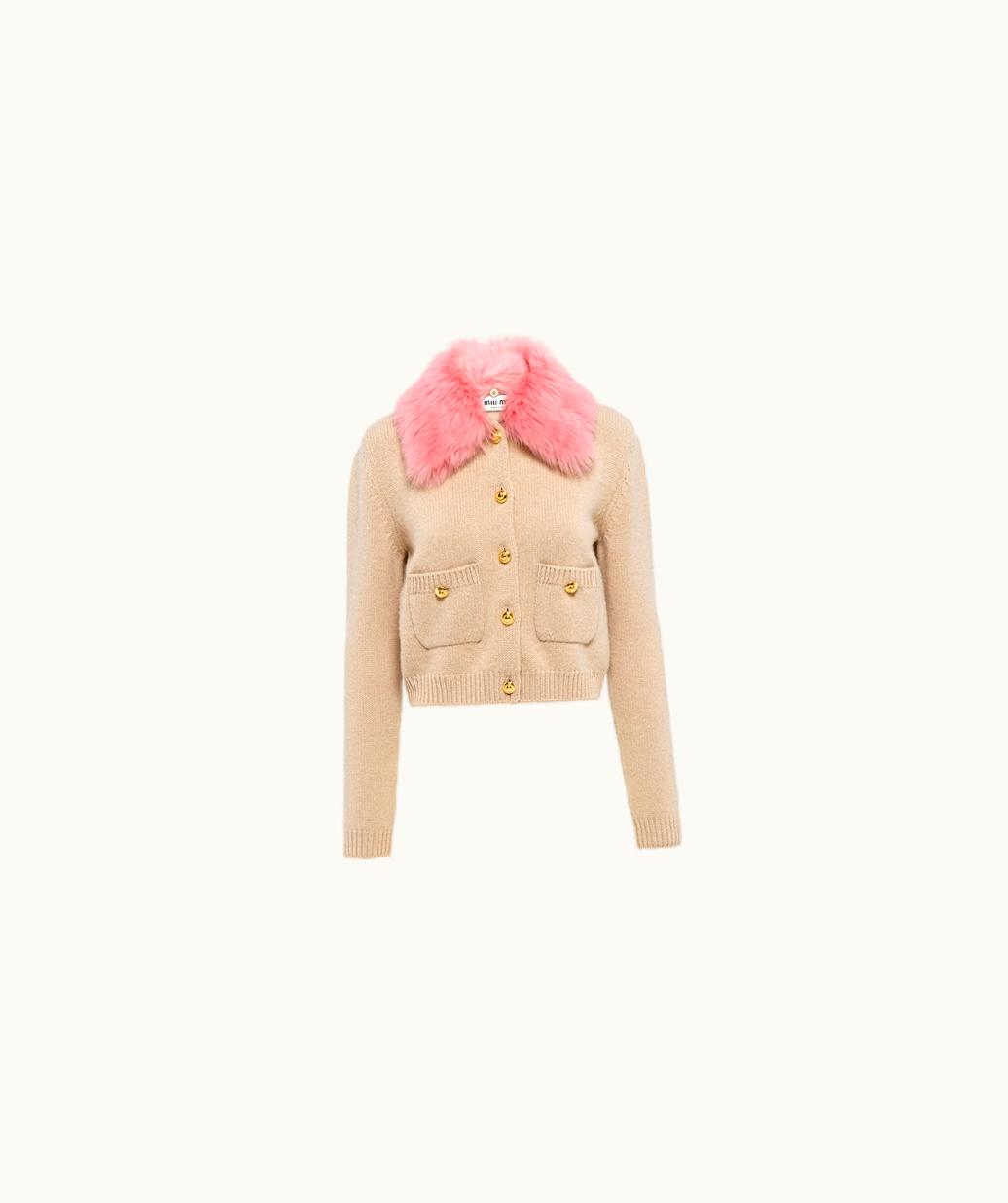 Miu Miu Miu Miu Cashmere Cardigan With Shearling Collar