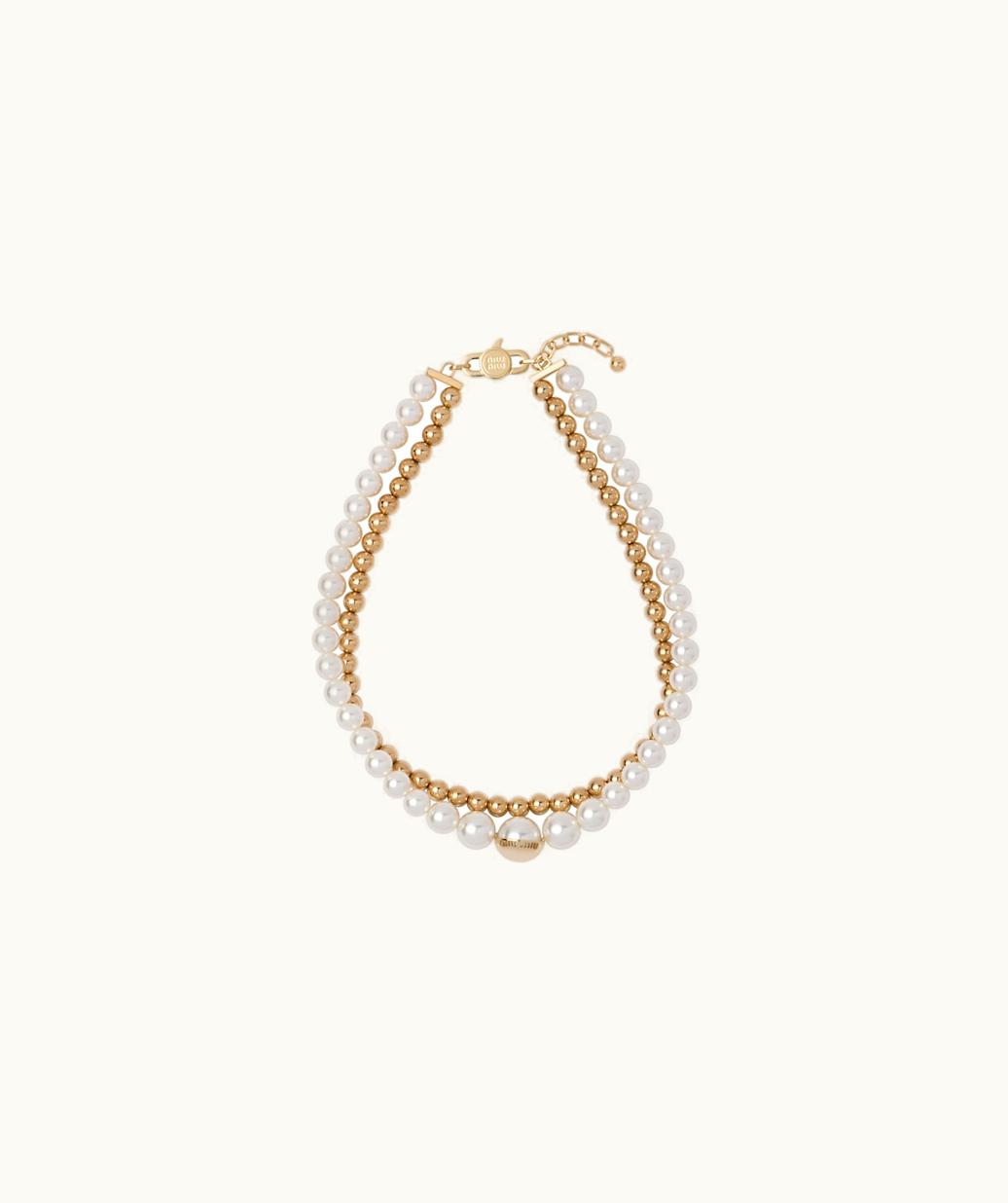 Miu Miu Miu Miu Metal And Pearl Necklace UZ0153354