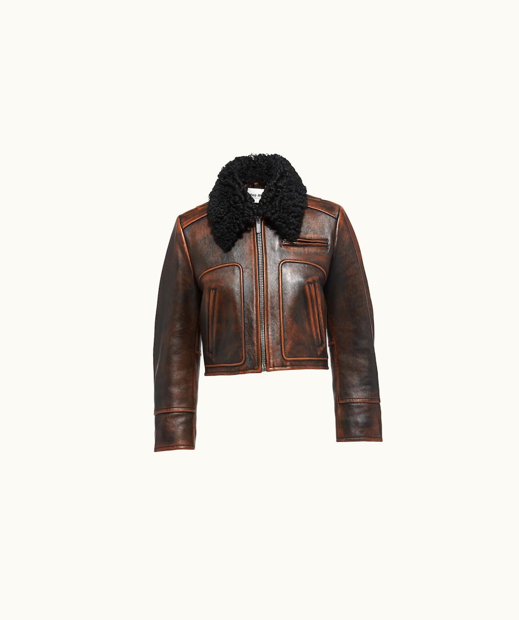 Miu Miu Miu Miu Nappa Jacket With Shearling Collar UZ0153363