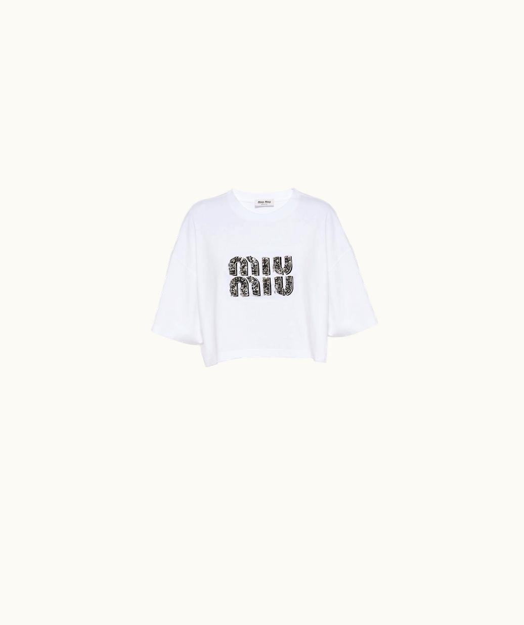 Miu Miu Miu Miu Embroidered Cotton T-Shirt UZ0153381
