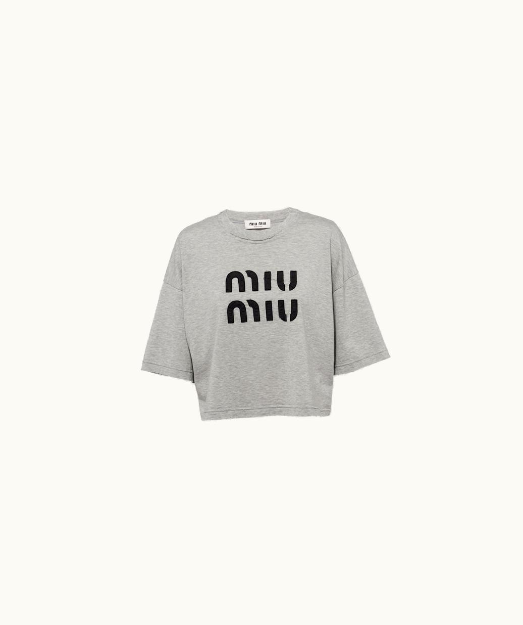 Miu Miu Miu Miu Cotton T-Shirt With Embroidered Logo