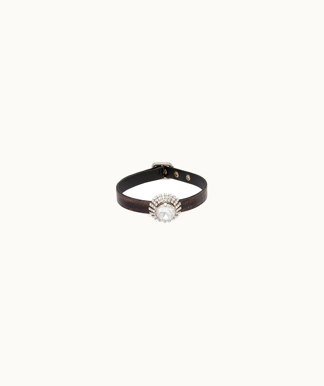 Miu Miu Miu Miu Nappa Leather Choker With Crystals UZ0153495