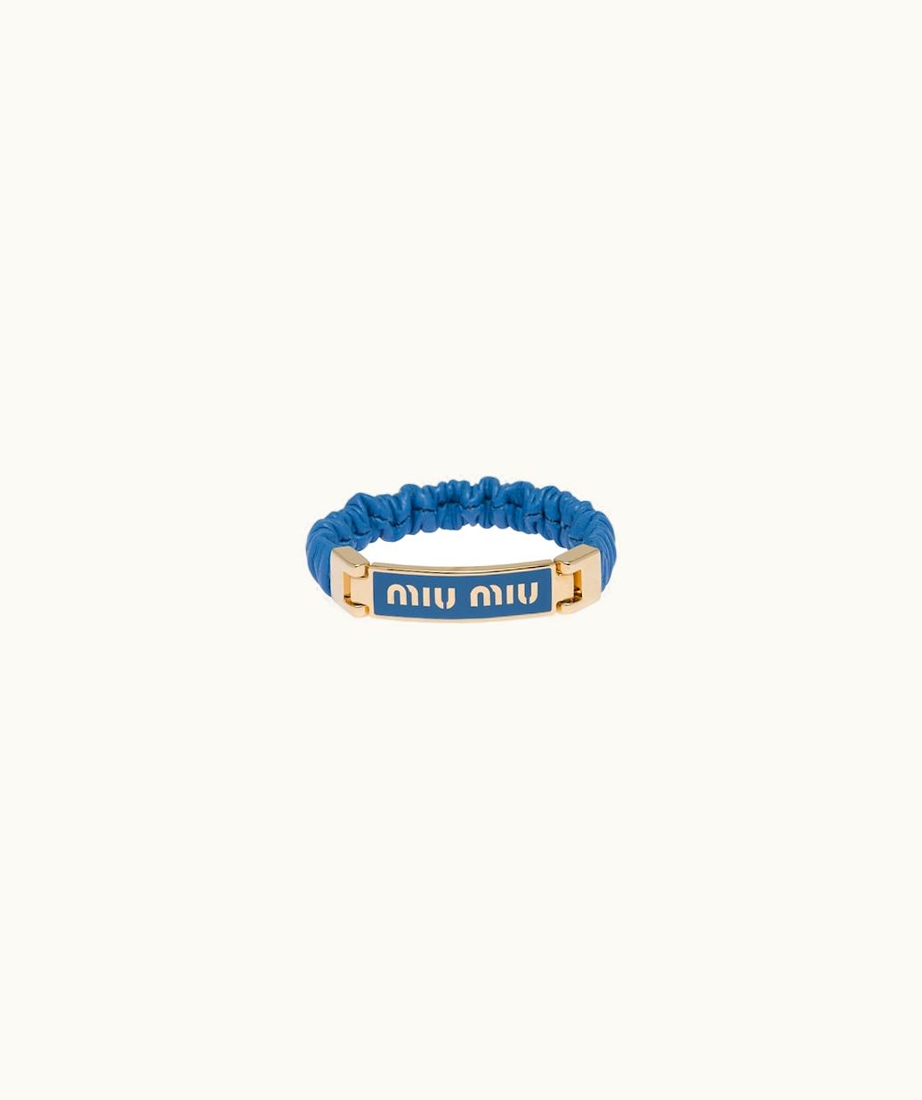 Miu Miu Miu Miu Nappa Leather And Metal Bracelet With Logo UZ0153598