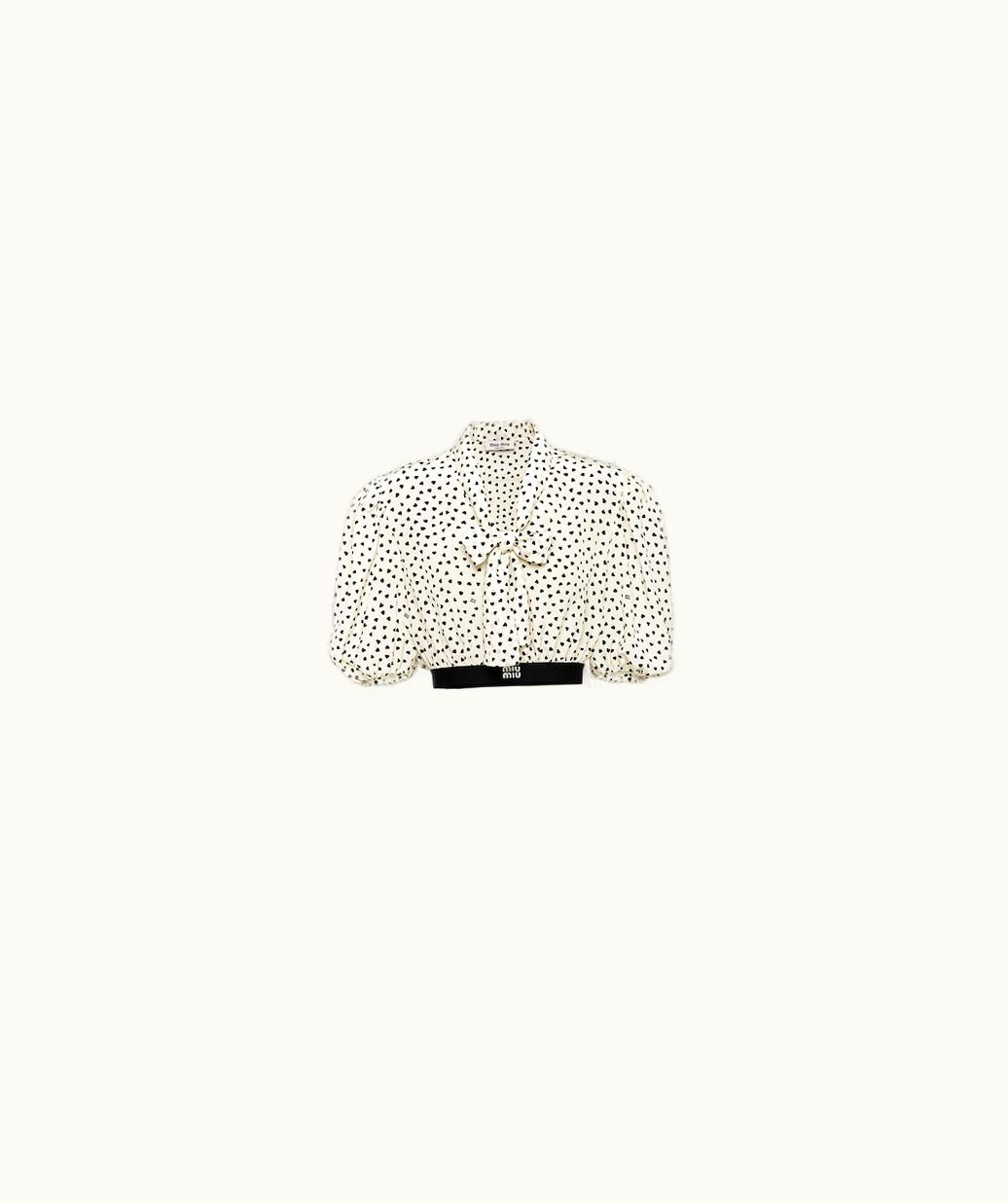 Miu Miu Miu Miu Heart-Print Crepe De Chine Top