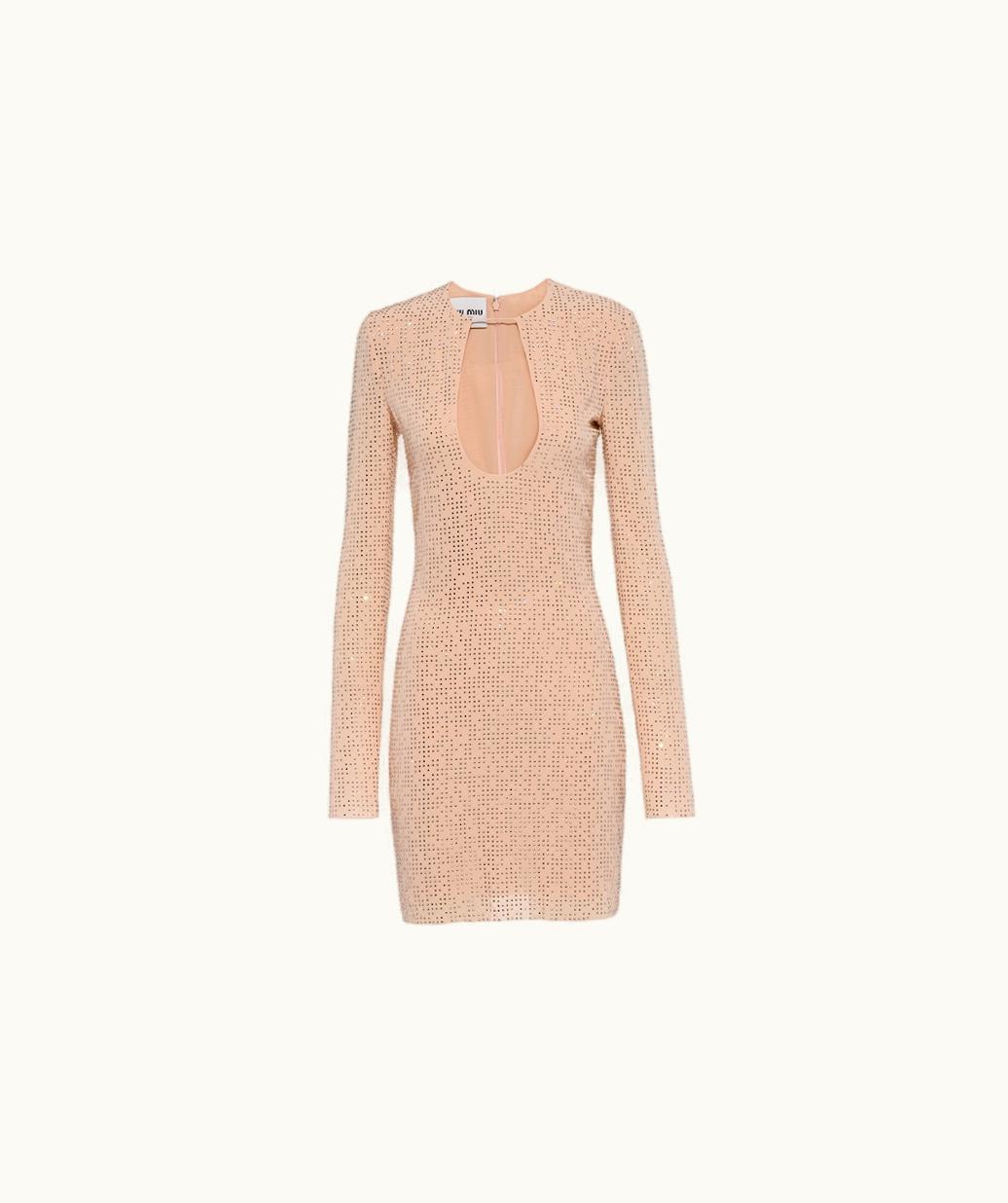 Miu Miu Miu Miu Embroidered Stretch Georgette Mini-Dress