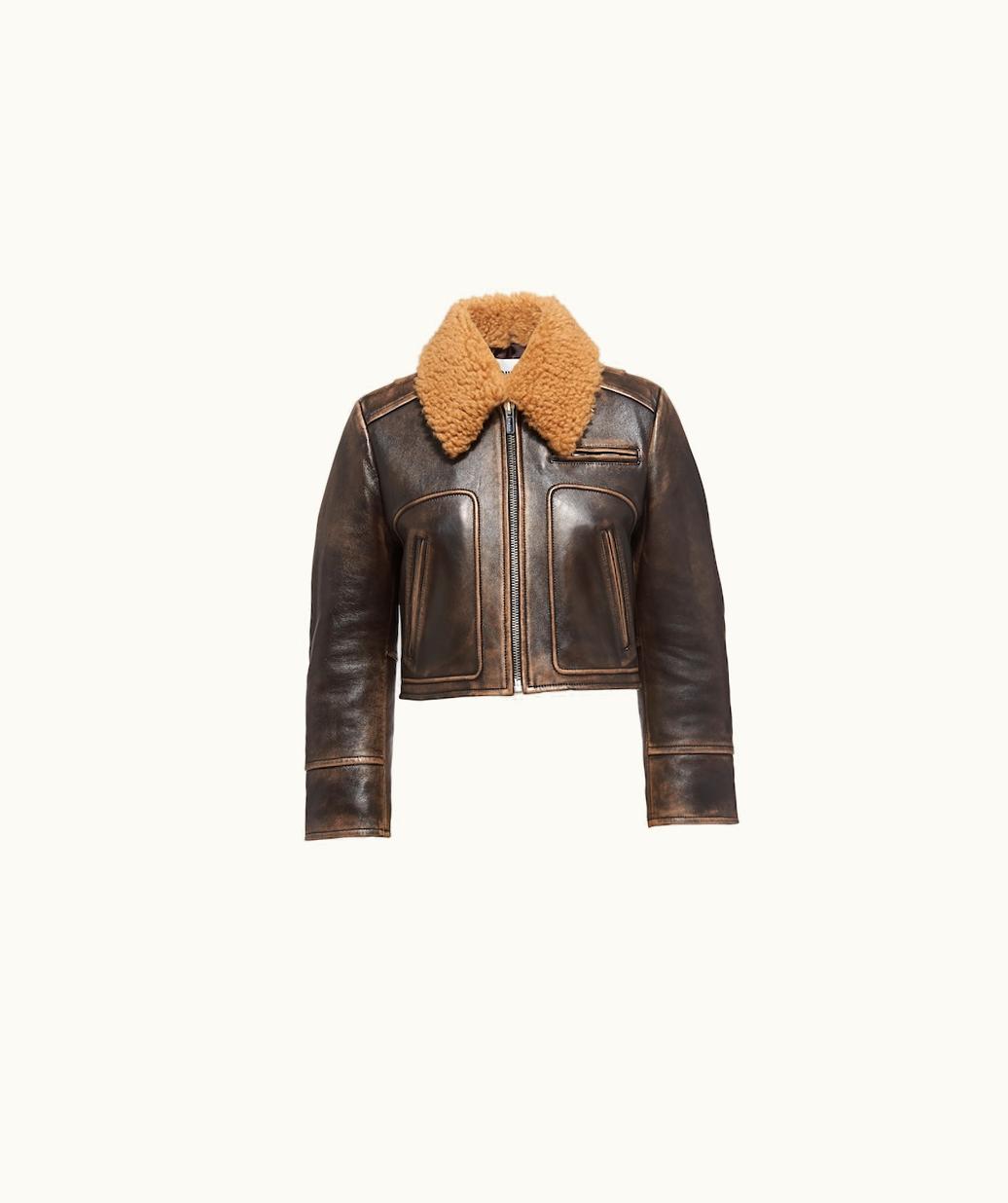 Miu Miu Miu Miu Nappa Jacket With Shearling Collar UZ0153637
