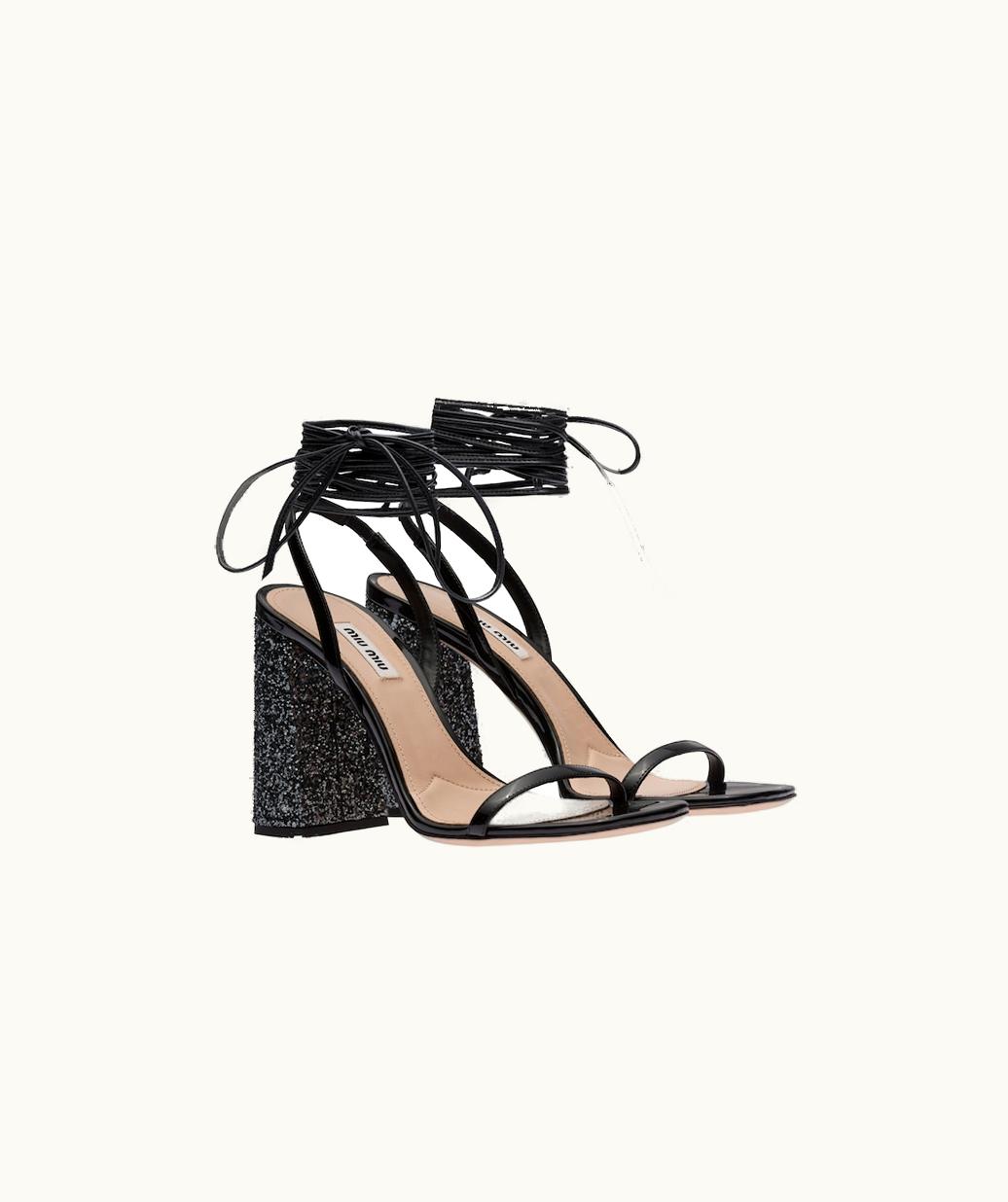 Miu Miu Miu Miu Patent Leather And Glitter Sandals