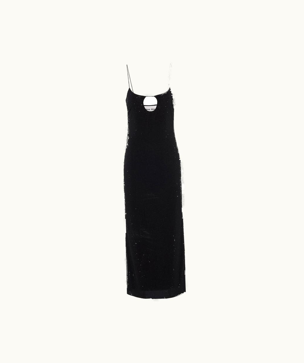 Miu Miu Miu Miu Embroidered Stretch Georgette Dress