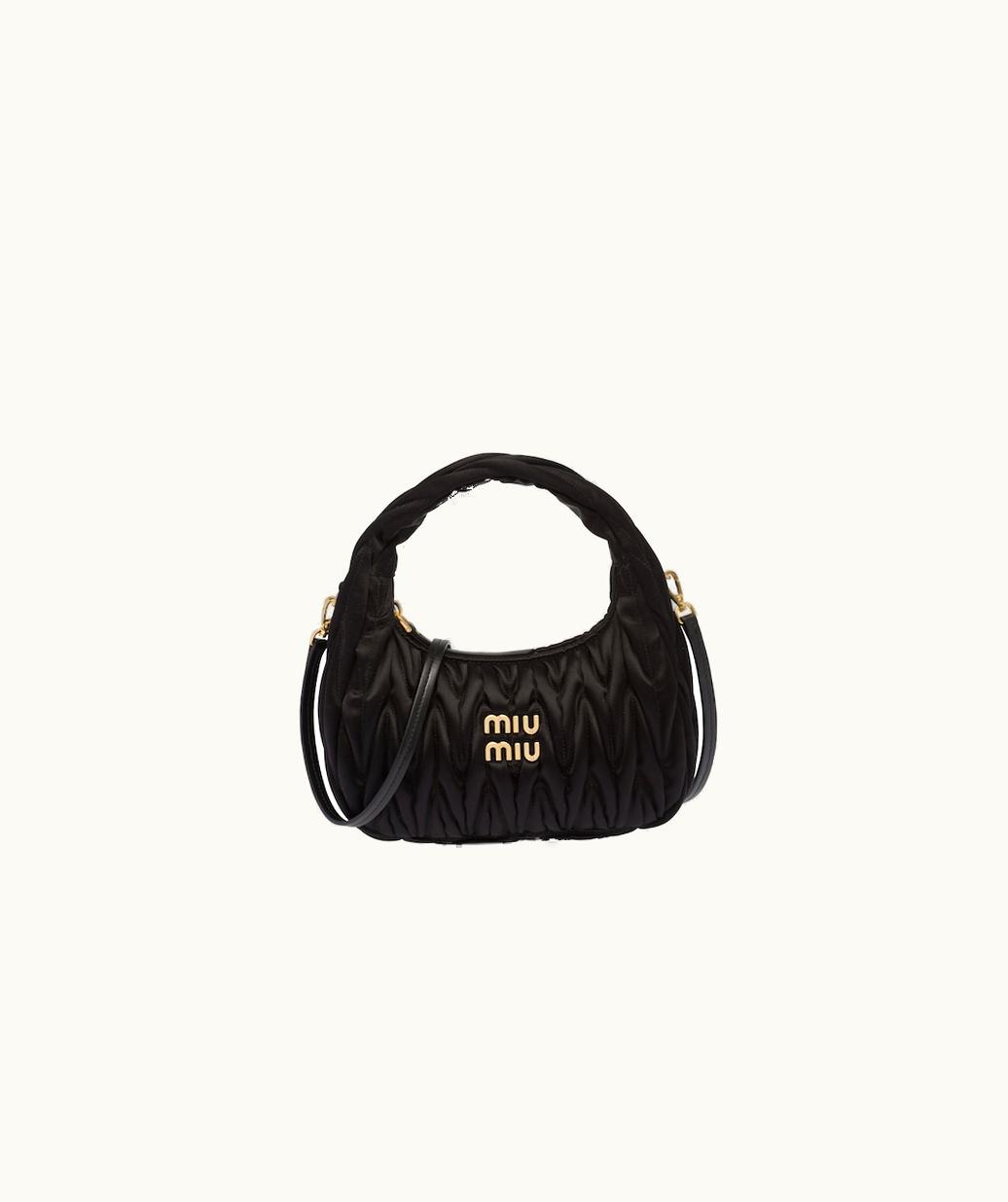 Miu Miu Miu Miu Wander Matelassé Satin Mini Hobo Bag