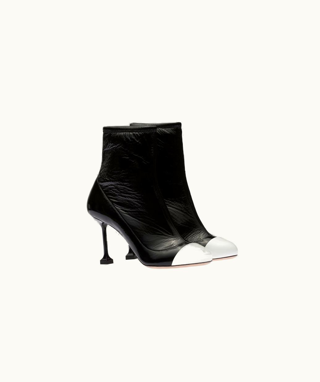 Miu Miu Miu Miu Metallic Technical Fabric And Patent Leather Booties