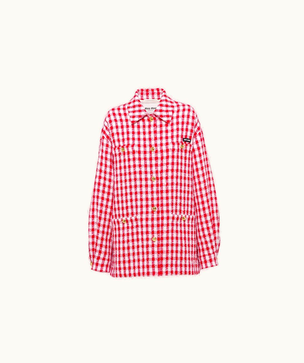 Miu Miu Miu Miu Gingham Check Bouclé Blouson Jacket