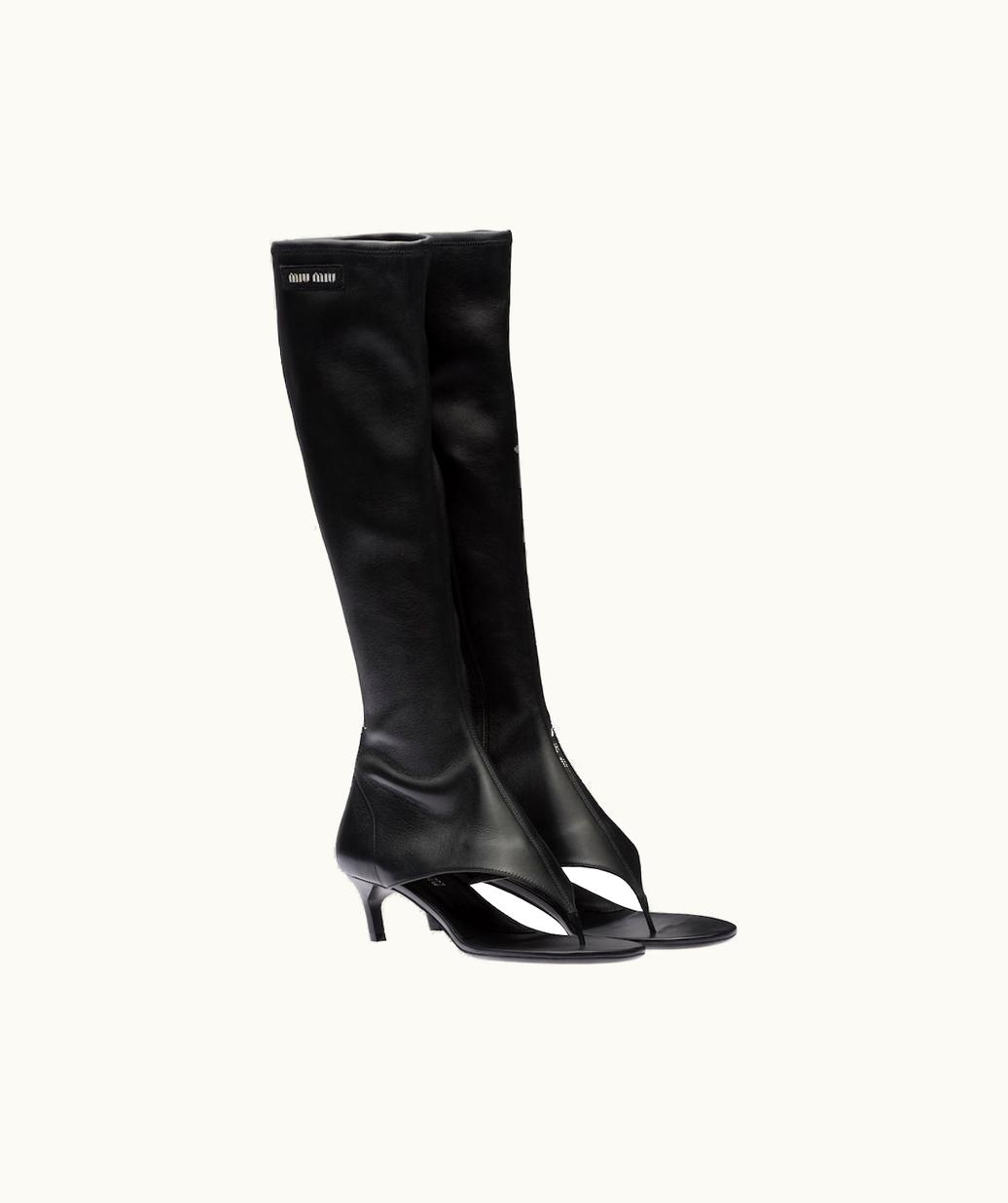 Miu Miu Miu Miu Stretch Nappa Leather Thong Boots UZ0153856