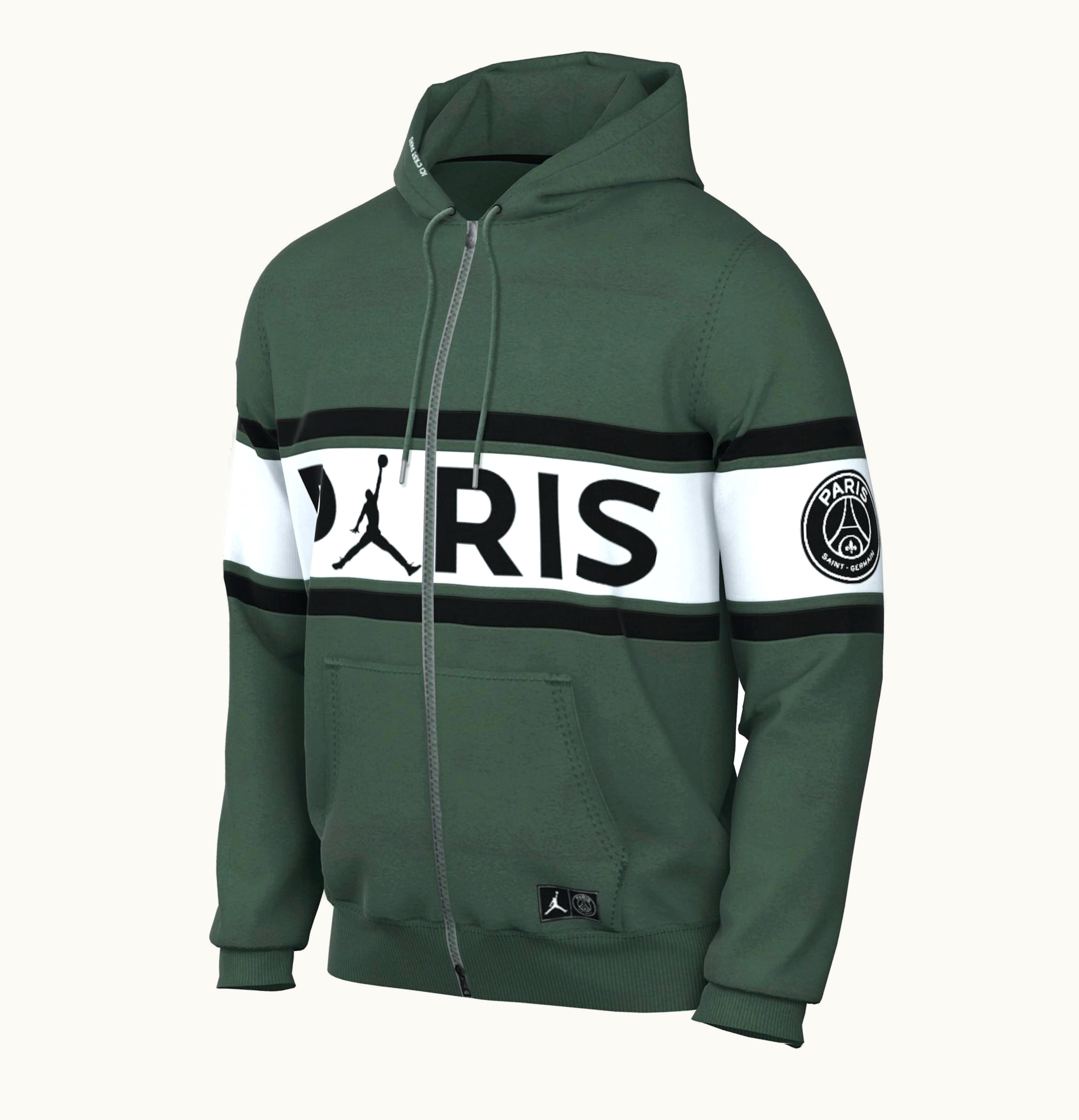 Jordan Air Jordan Paris Saint Germain Full Zip Hoodie Noble Green