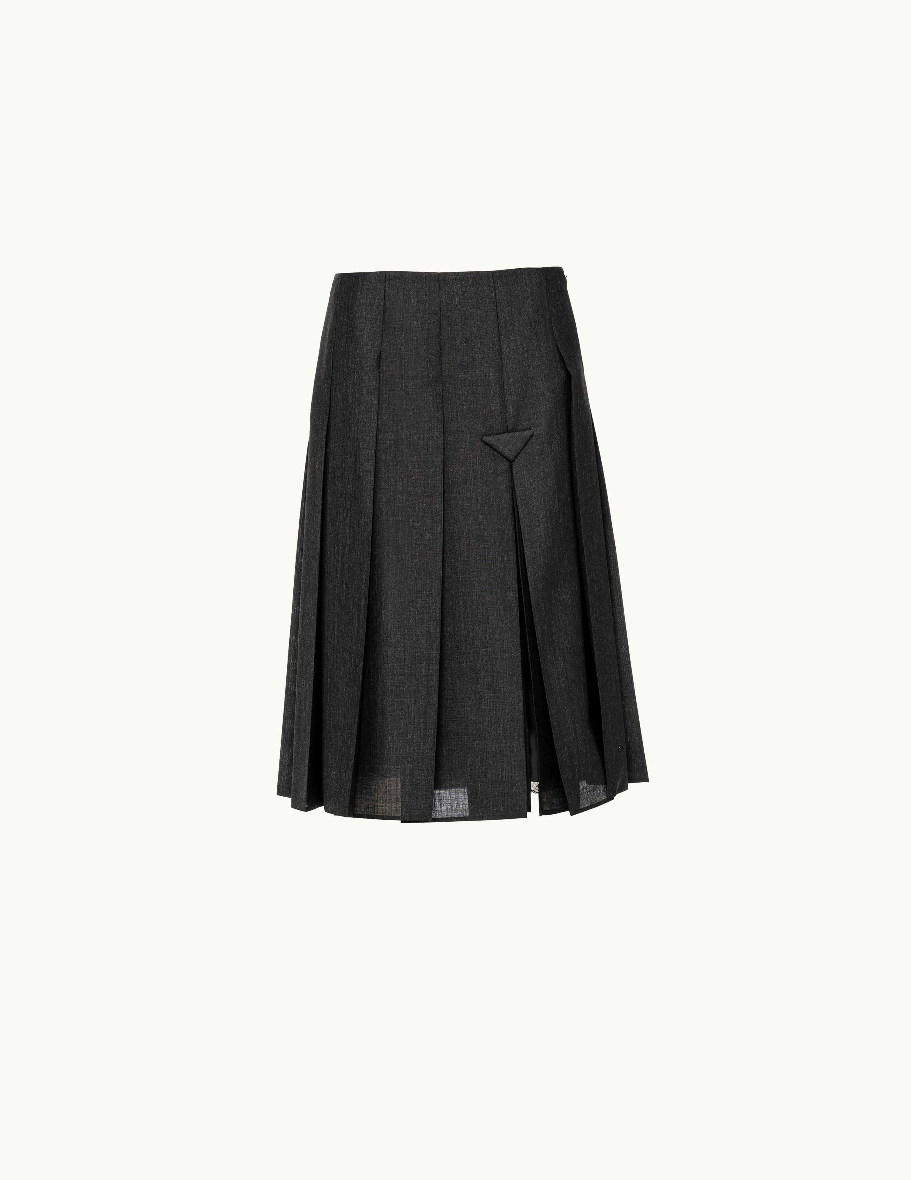 Prada Prada Pleated Kid Mohair Midi Skirt UZ0155185