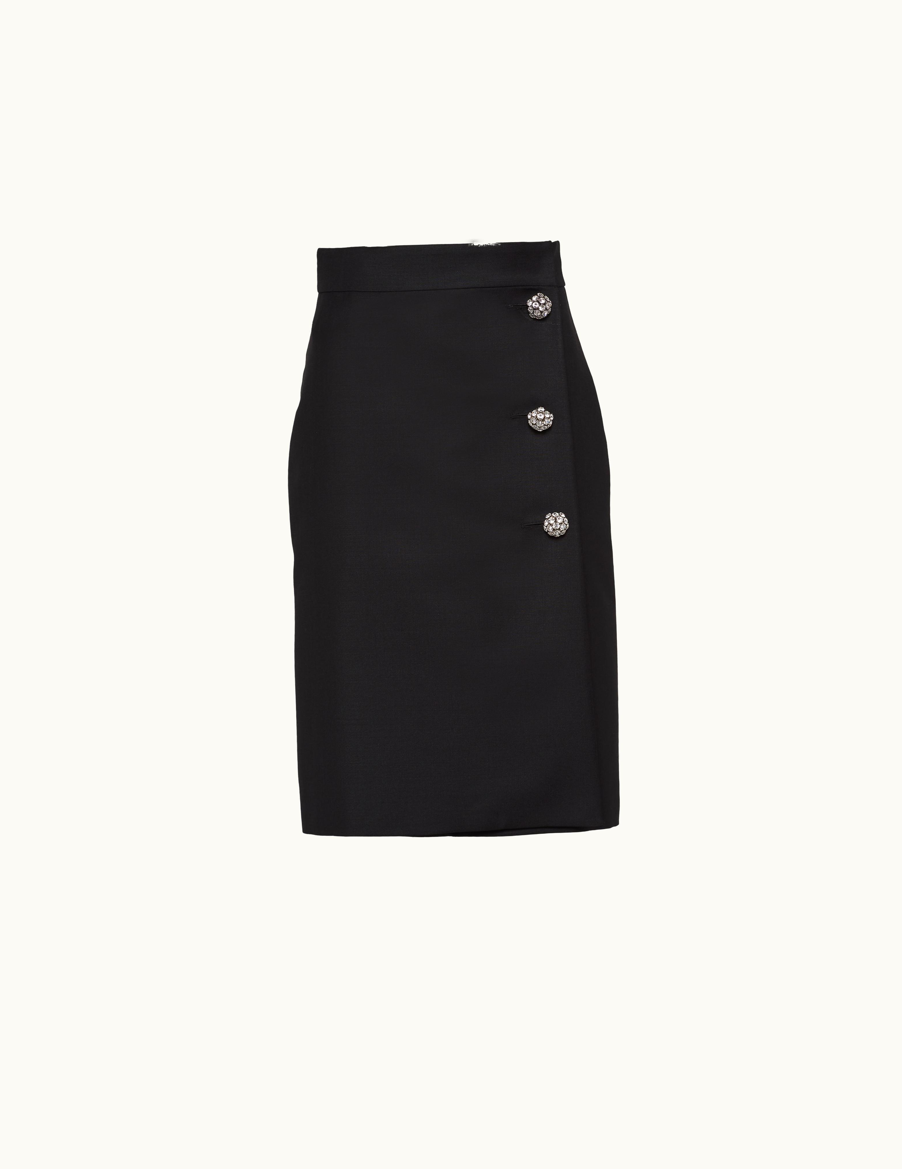 Prada Prada Kid Mohair Midi Skirt With Jewel Buttons