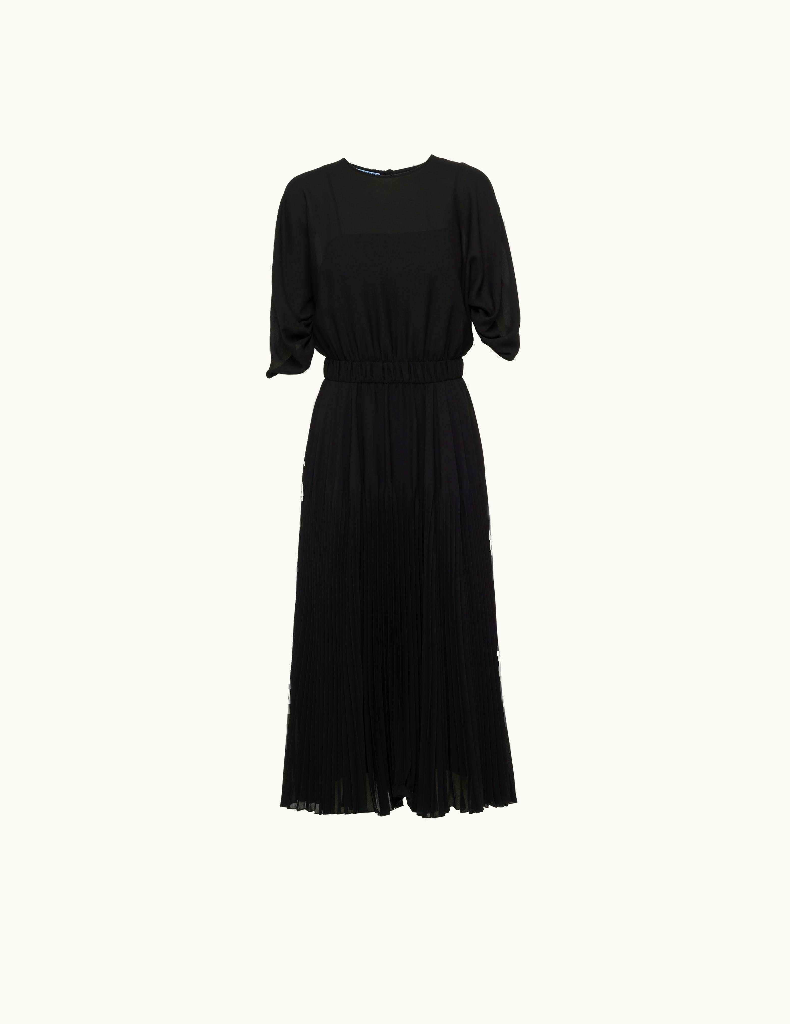 Prada Prada Sunray Pleat Sablé Midi Dress