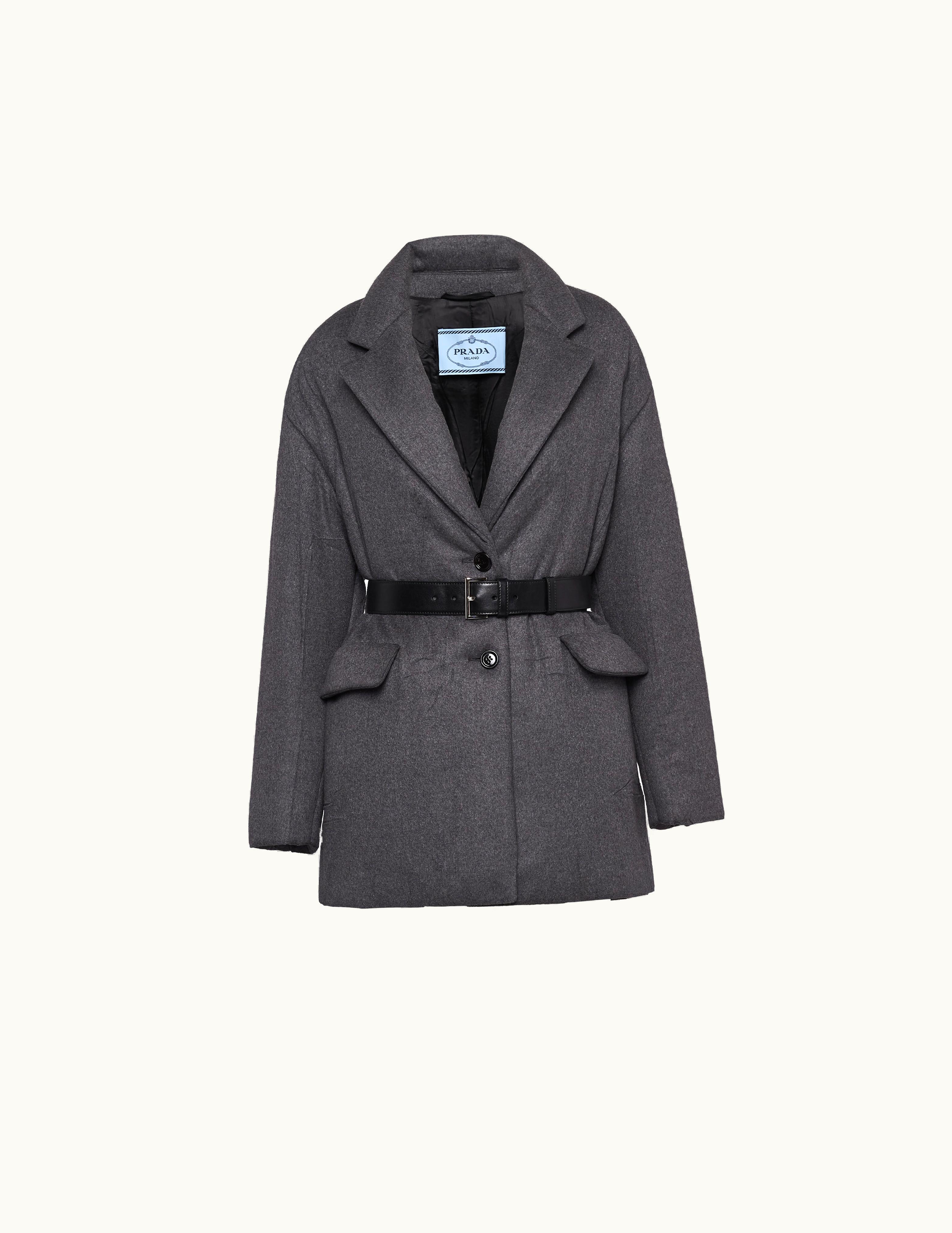 Prada Prada Single-Breasted Belted Cashmere Padded Jacket