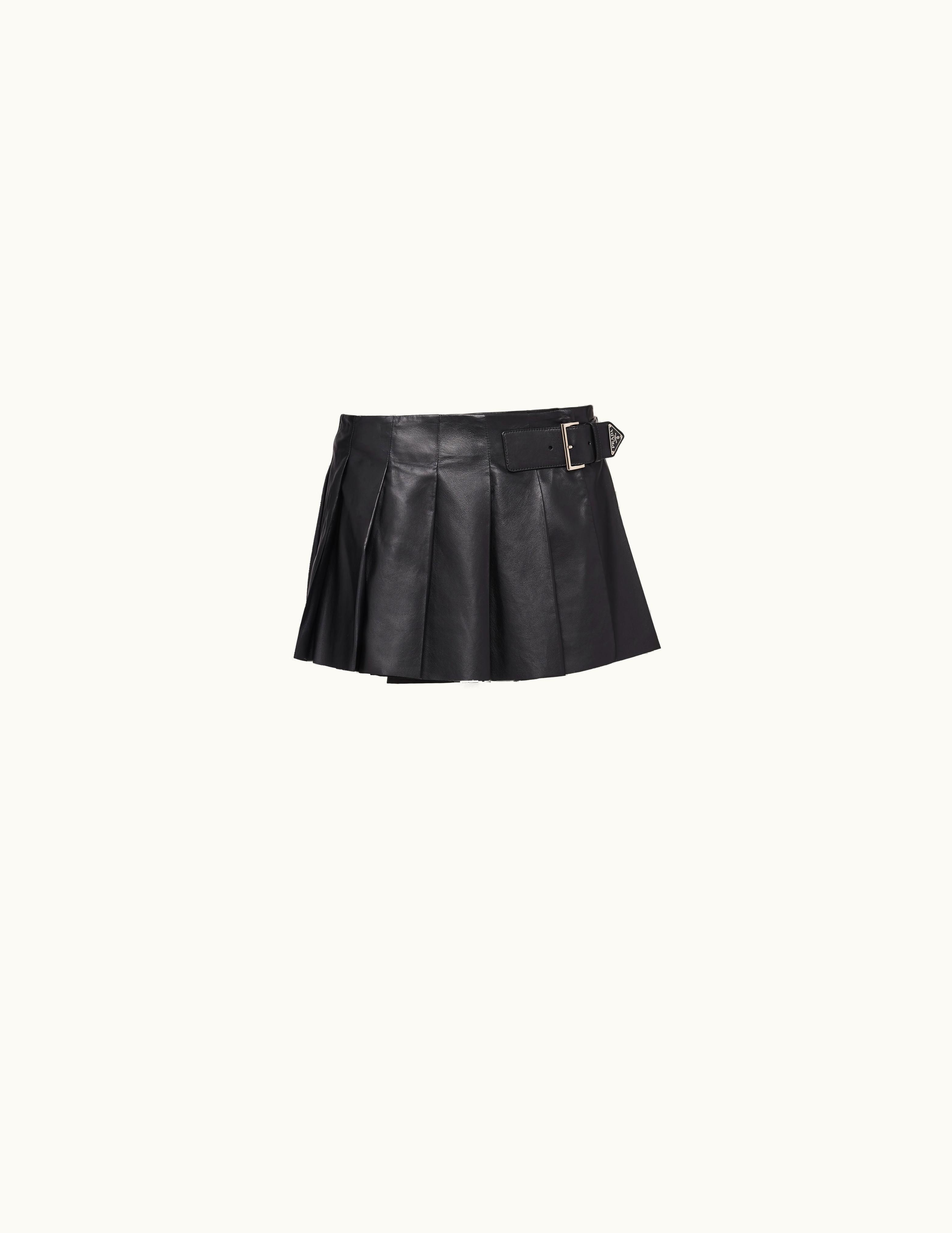 Prada Prada Pleated Leather Skirt