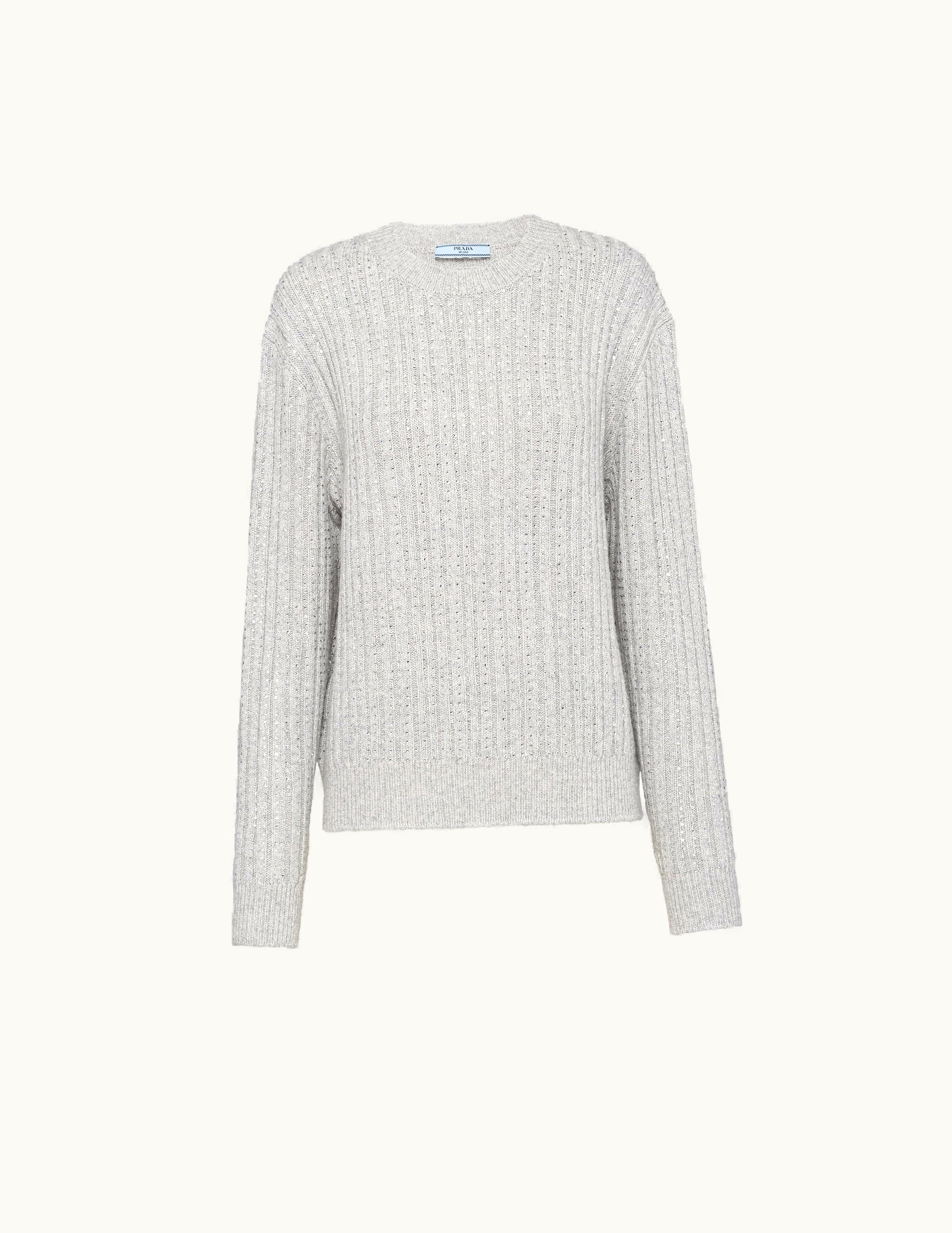 Prada Prada Wool And Cashmere Crew-Neck Sweater With Rhinestones