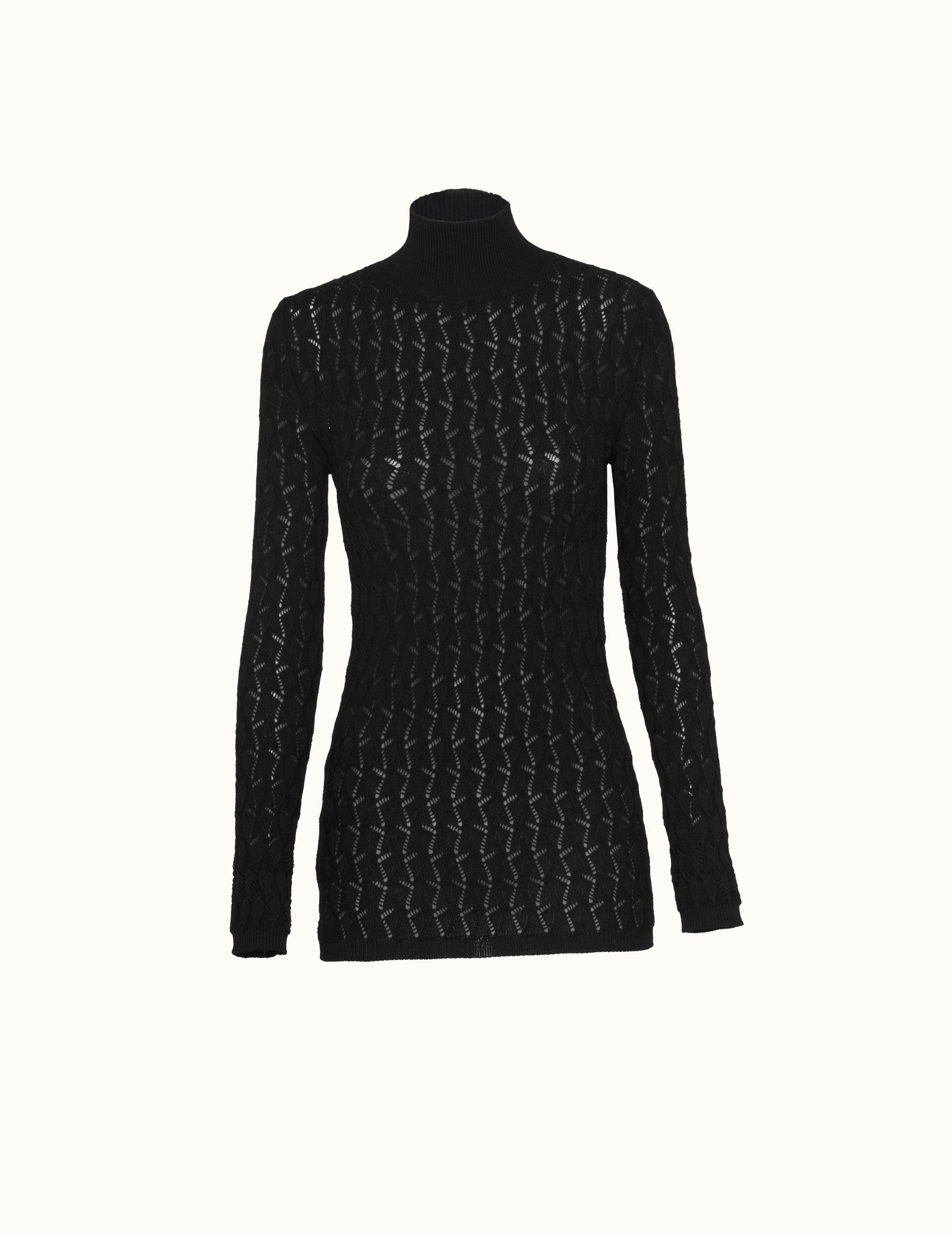 Prada Prada Lacy Knit Cotton Turtleneck
