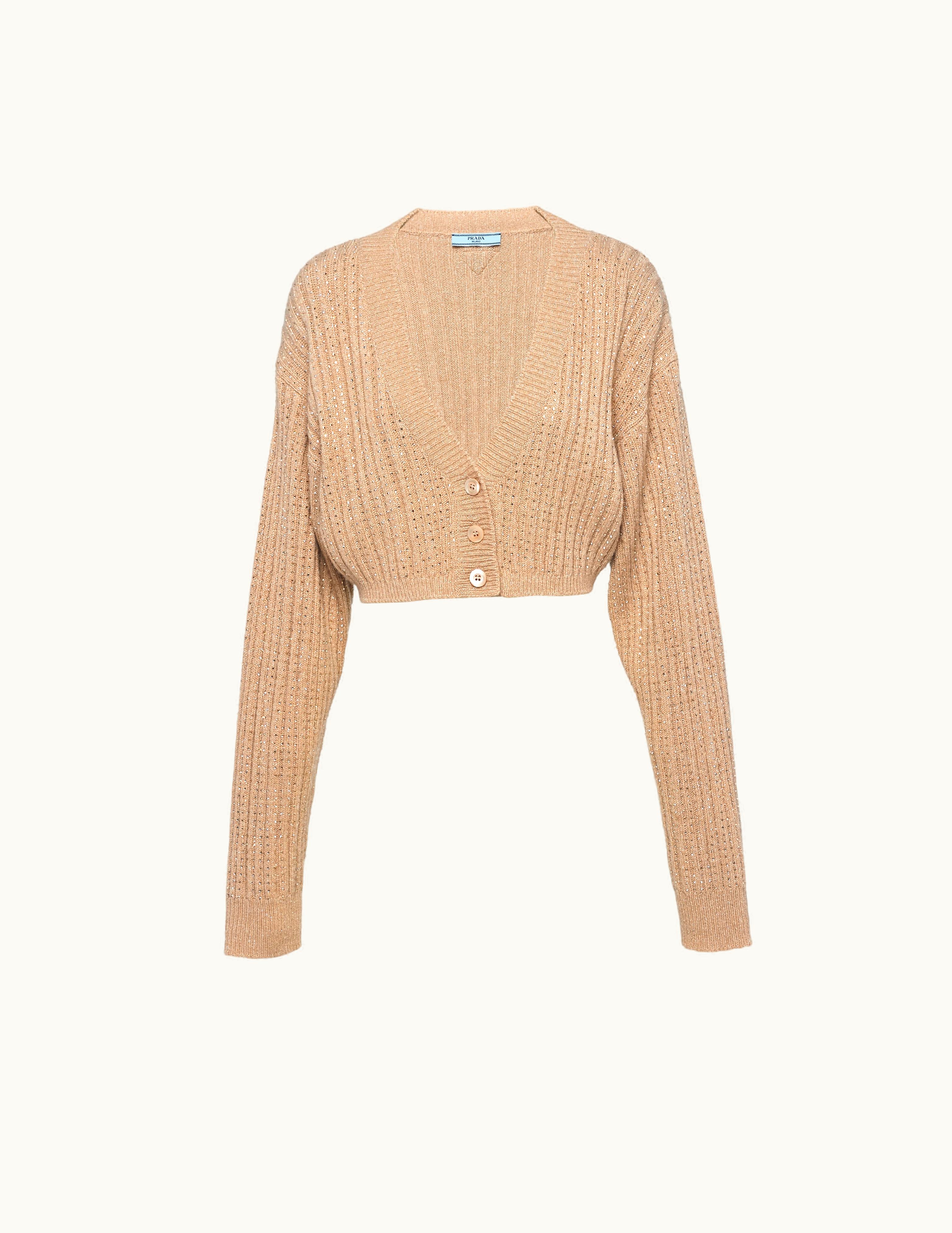 Prada Prada Wool And Cashmere Cardigan With Rhinestones