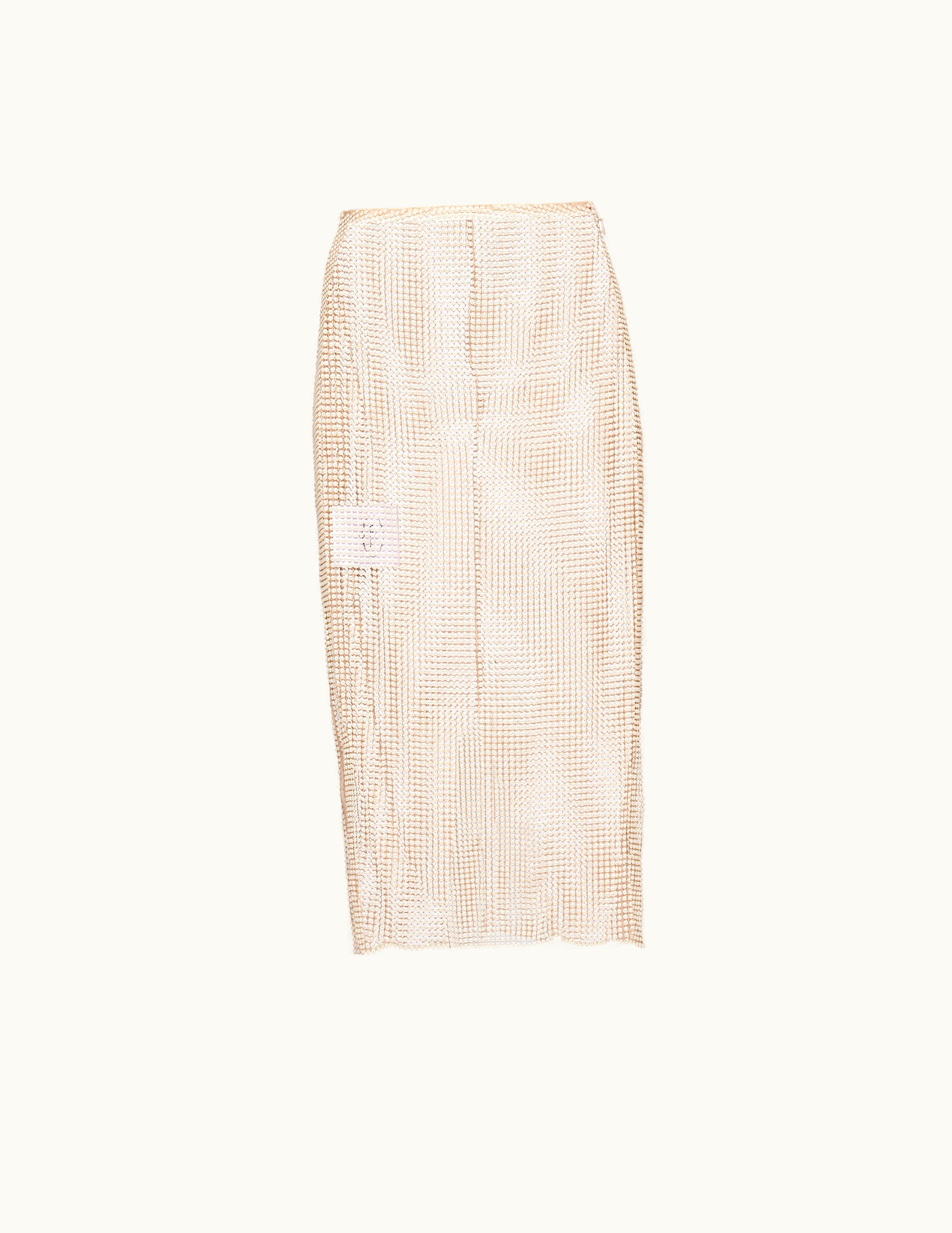 Prada Prada Mesh Midi Skirt With Embroidered Pearls