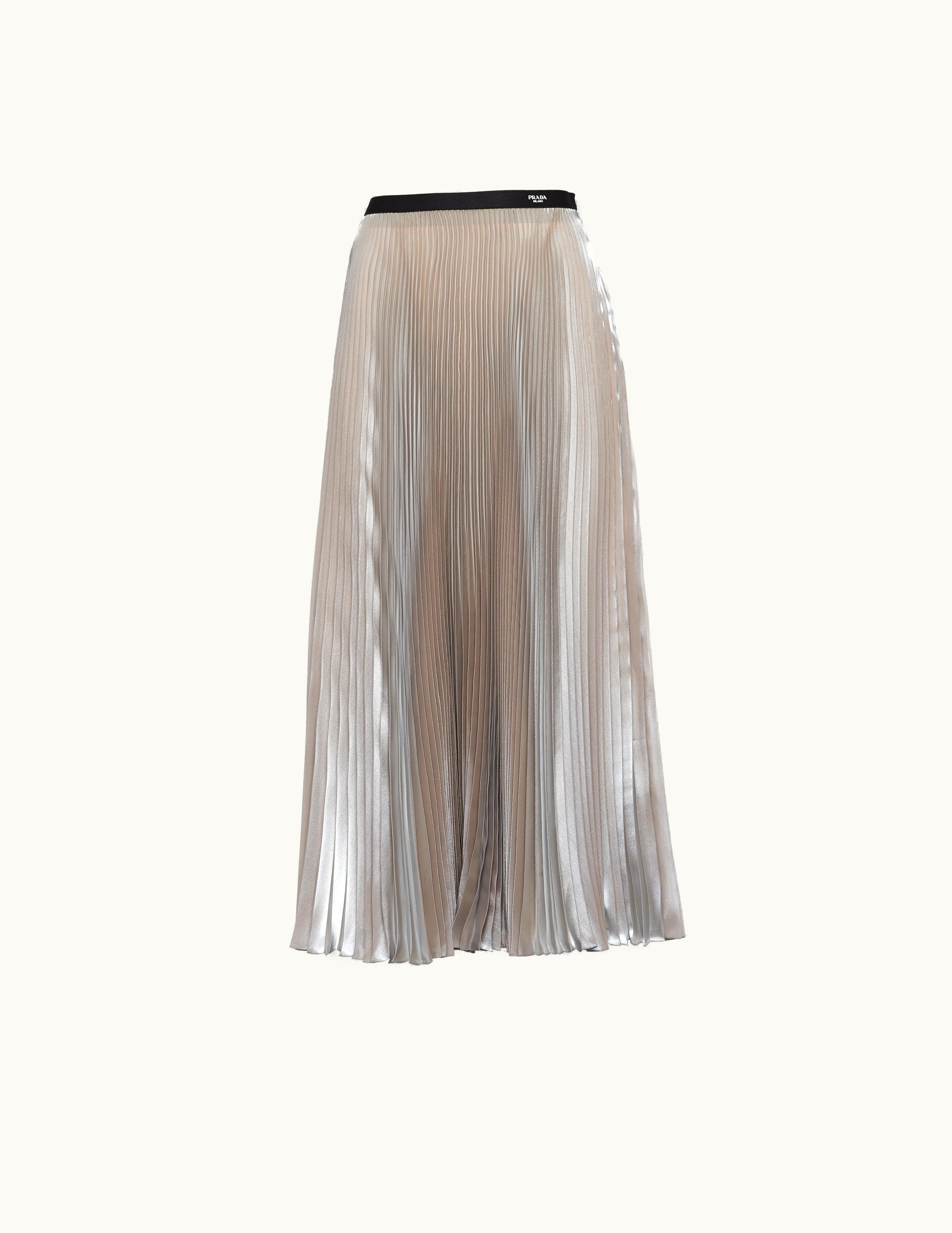 Prada Prada Technical Voile Pleated Midi-Skirt