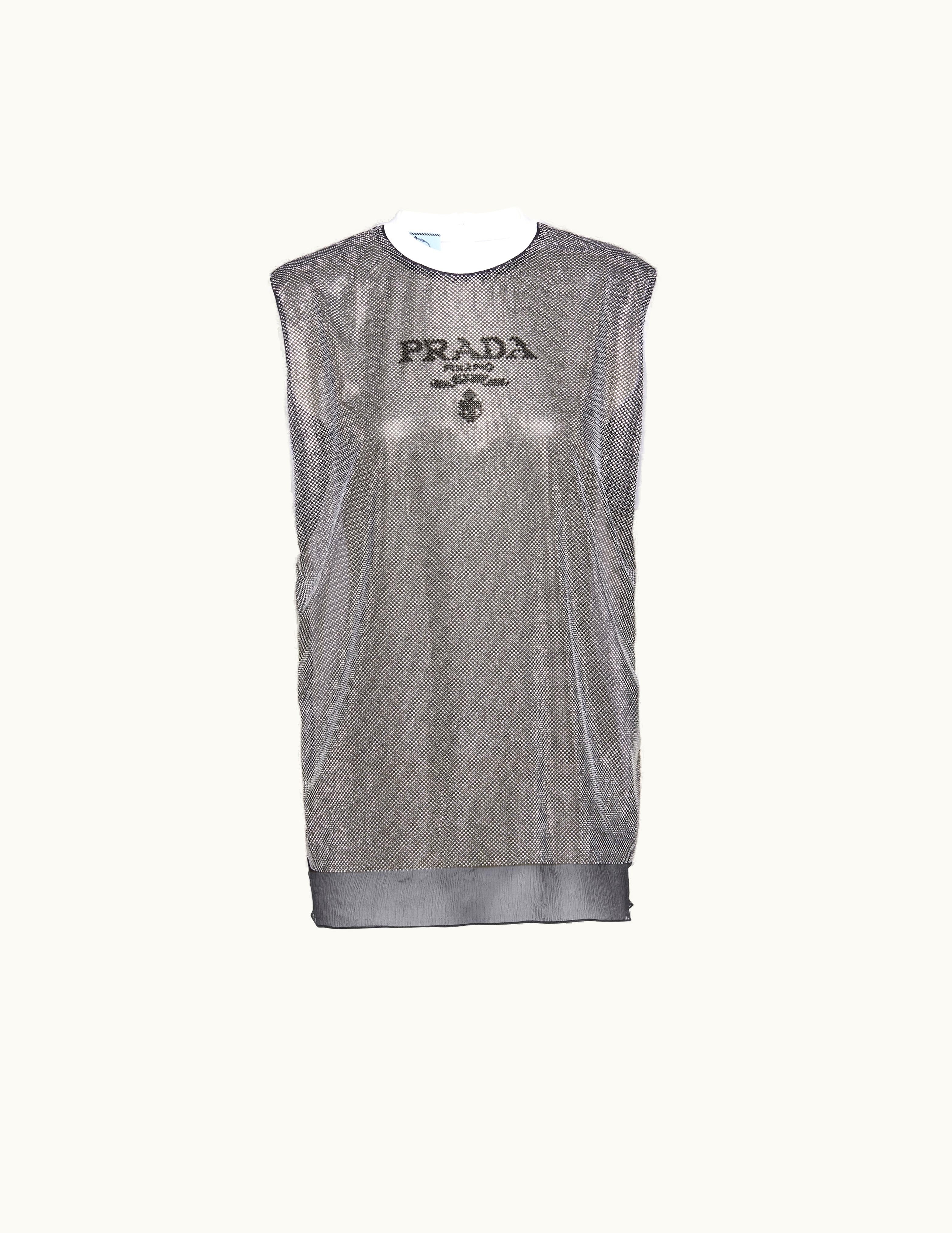 Prada Prada Studded Chiffon And Jersey T-Shirt