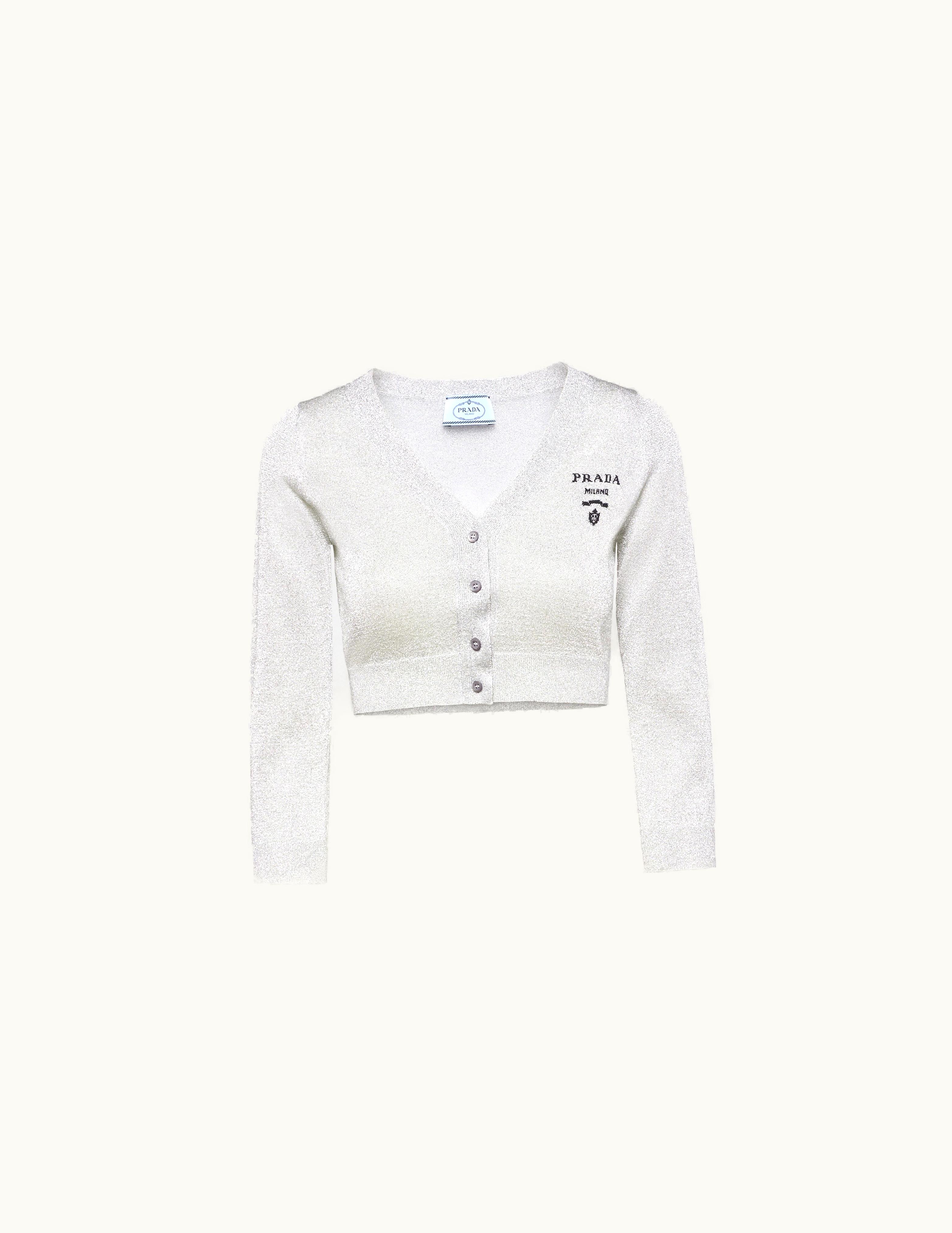 Prada Prada Cropped Lurex Cardigan