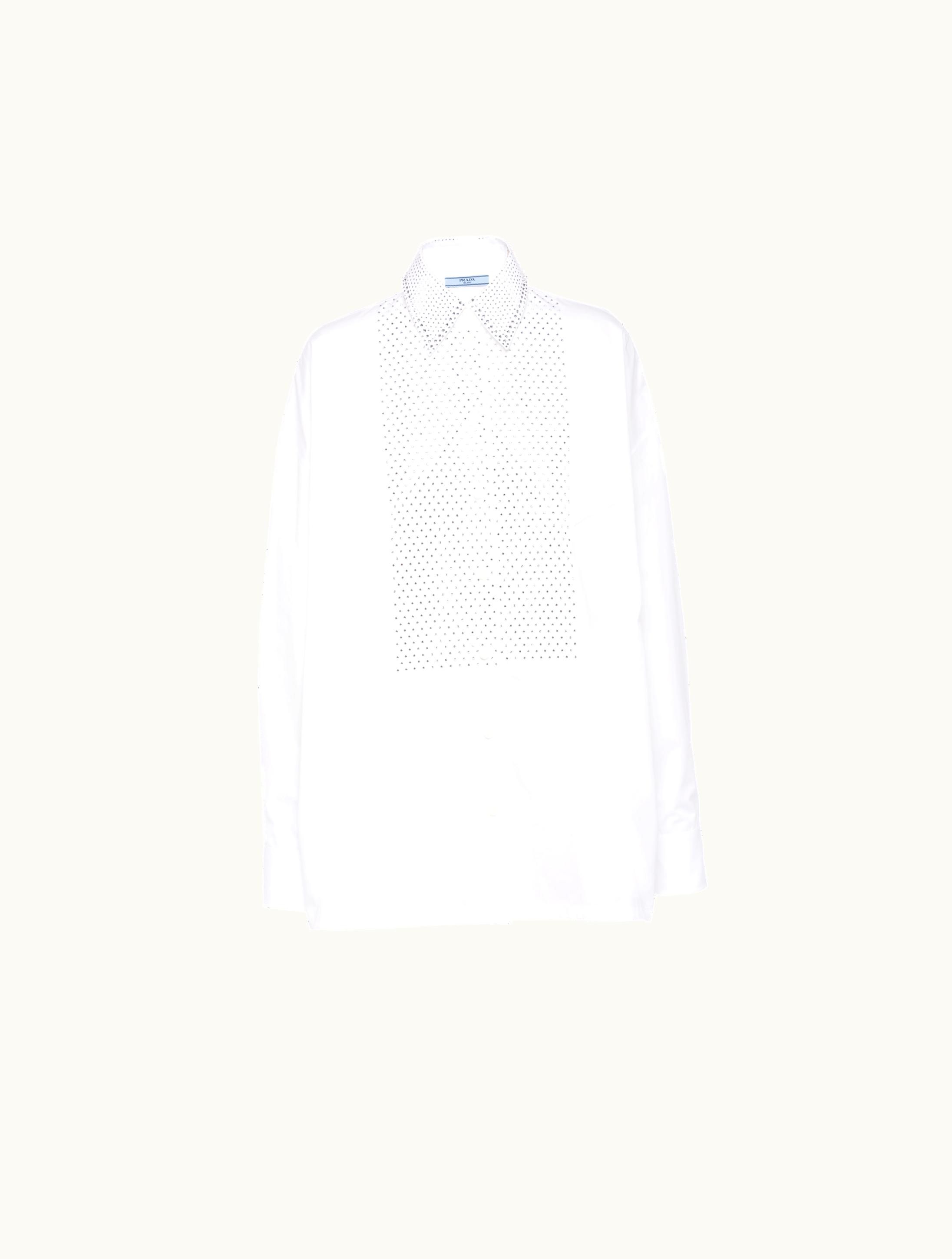 Prada Prada Rhinestone-Studded Poplin Shirt