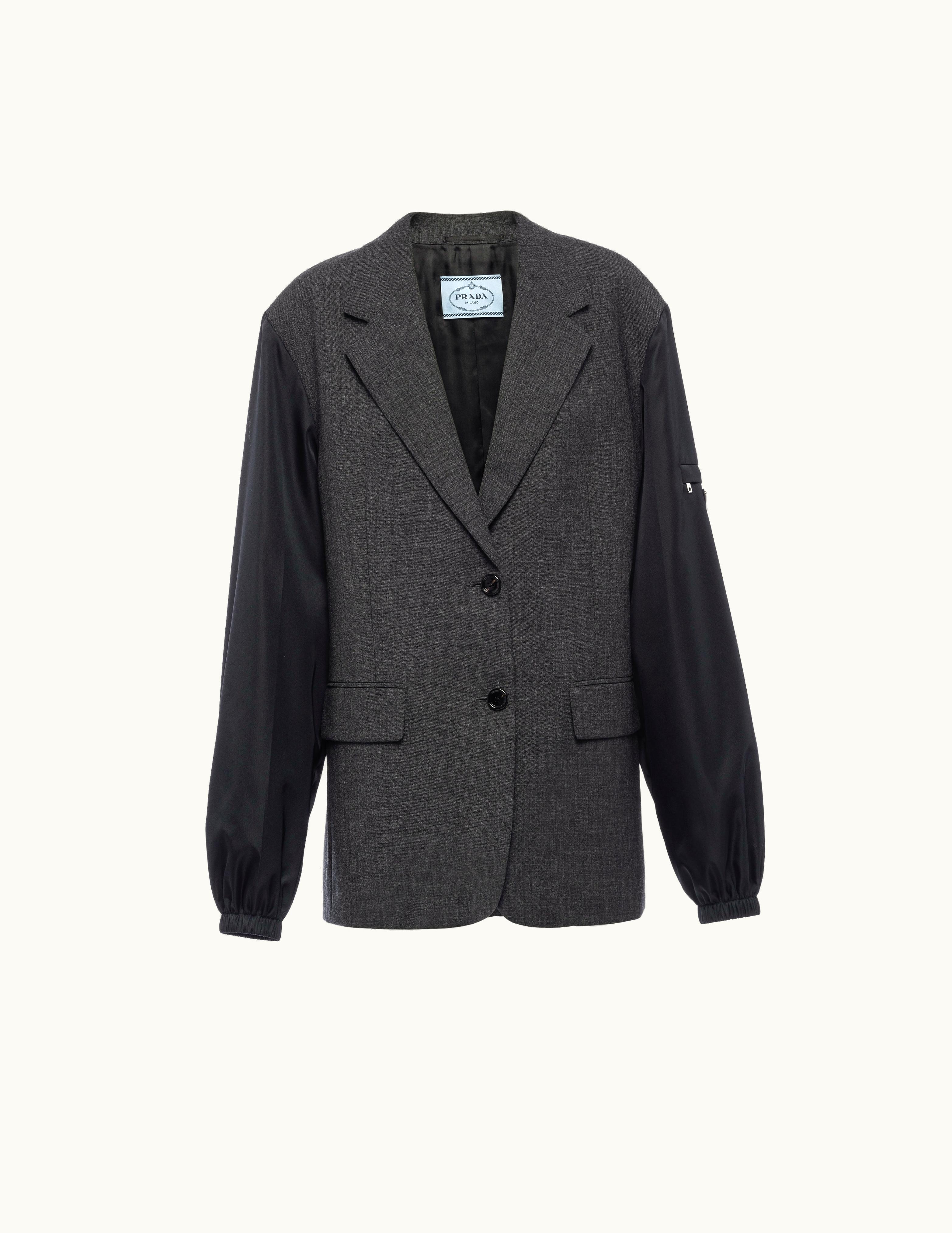 Prada Prada Single-Breasted Wool And Re-Nylon Jacket