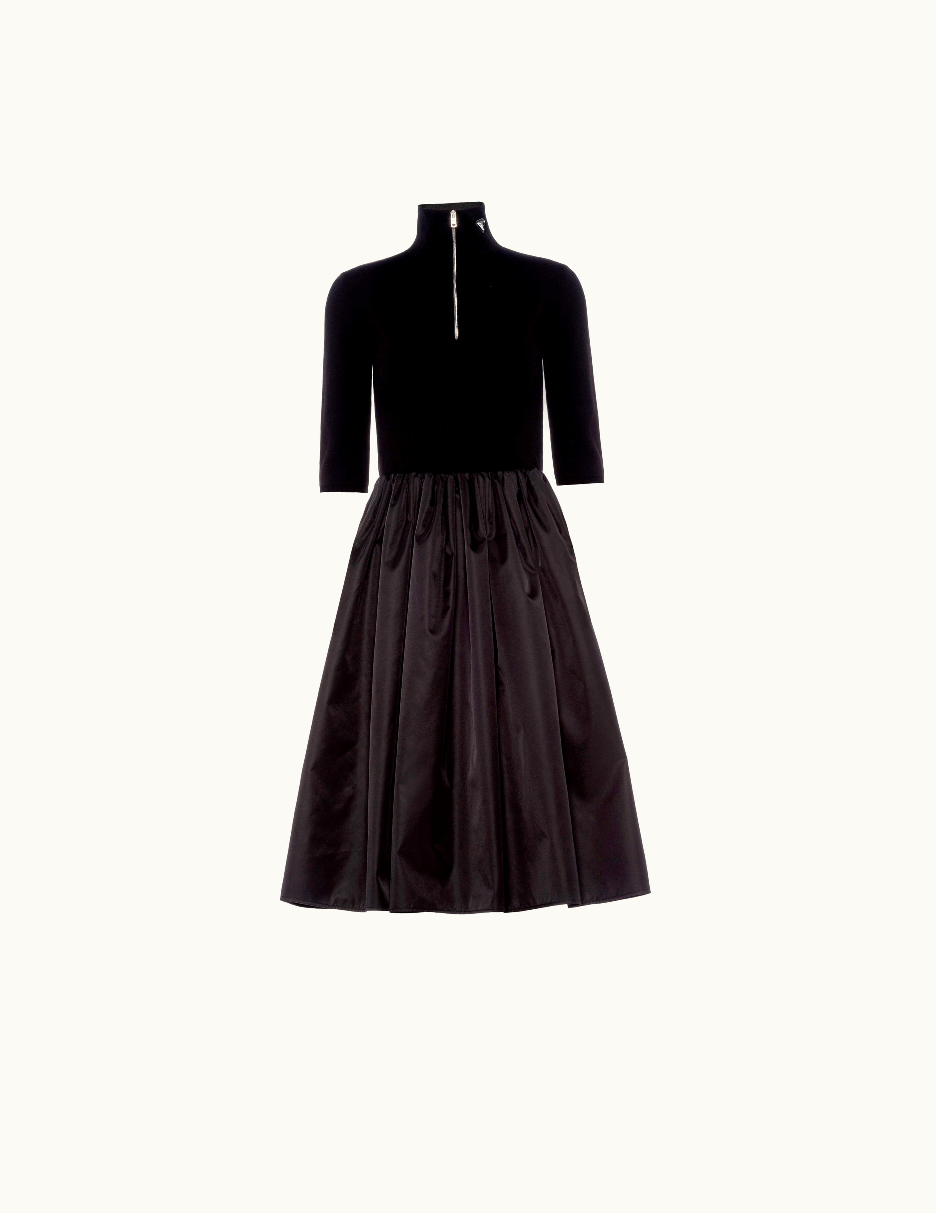 Prada Prada Re-Nylon And Viscose Wool Midi Dress UZ0155443