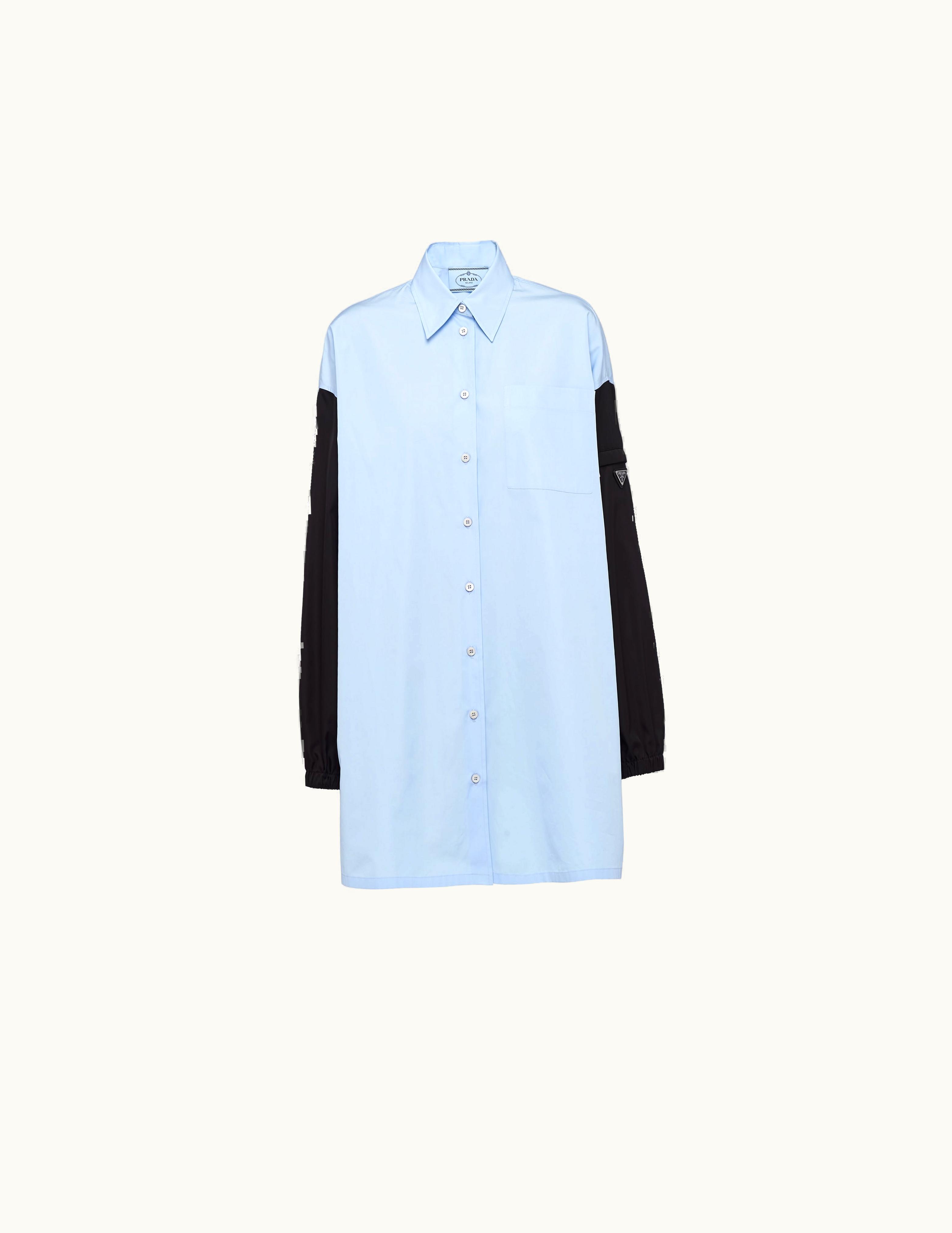 Prada Prada Poplin Mini-Dress With Re-Nylon Sleeves