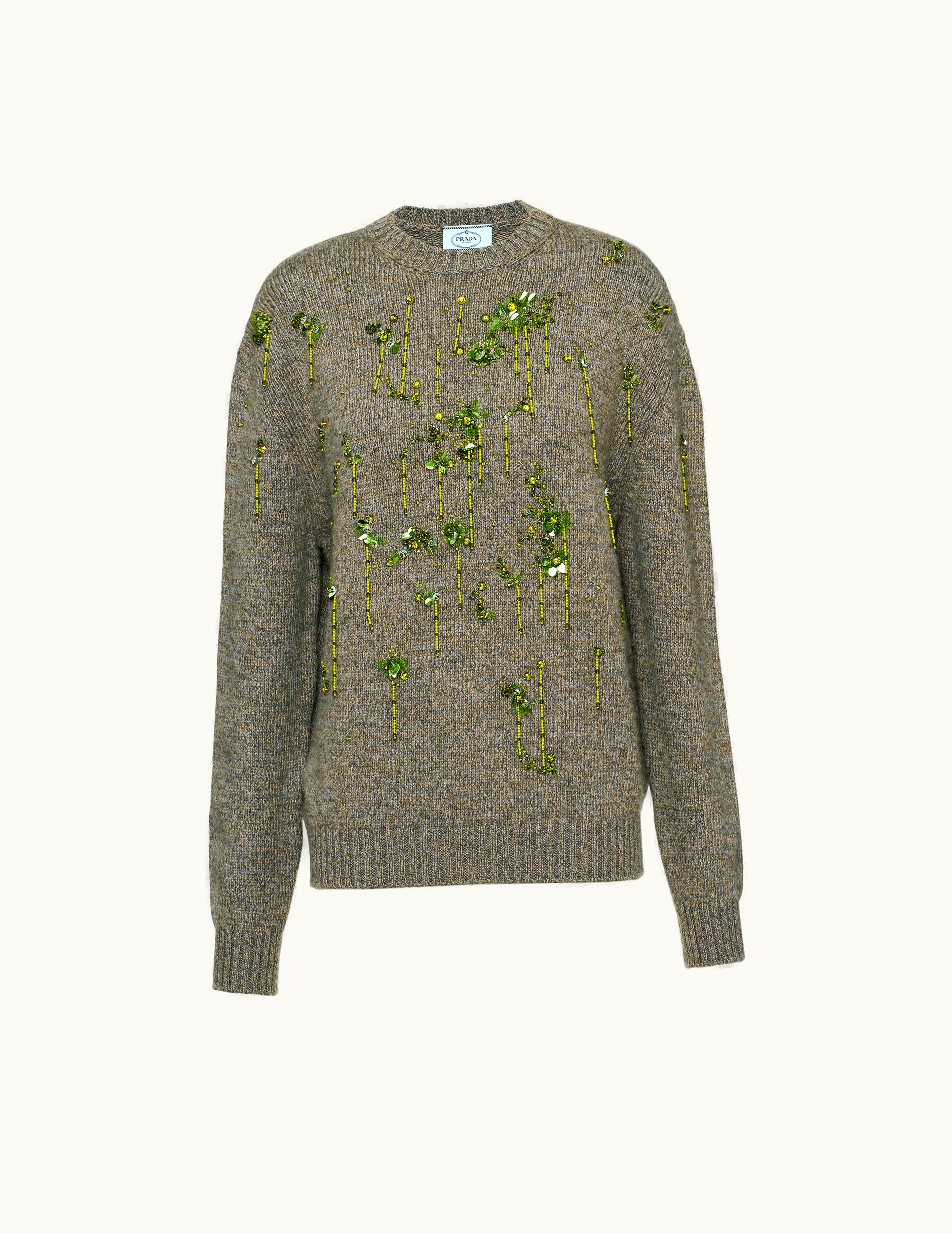 Prada Prada Embroidered Wool And Cashmere Sweater