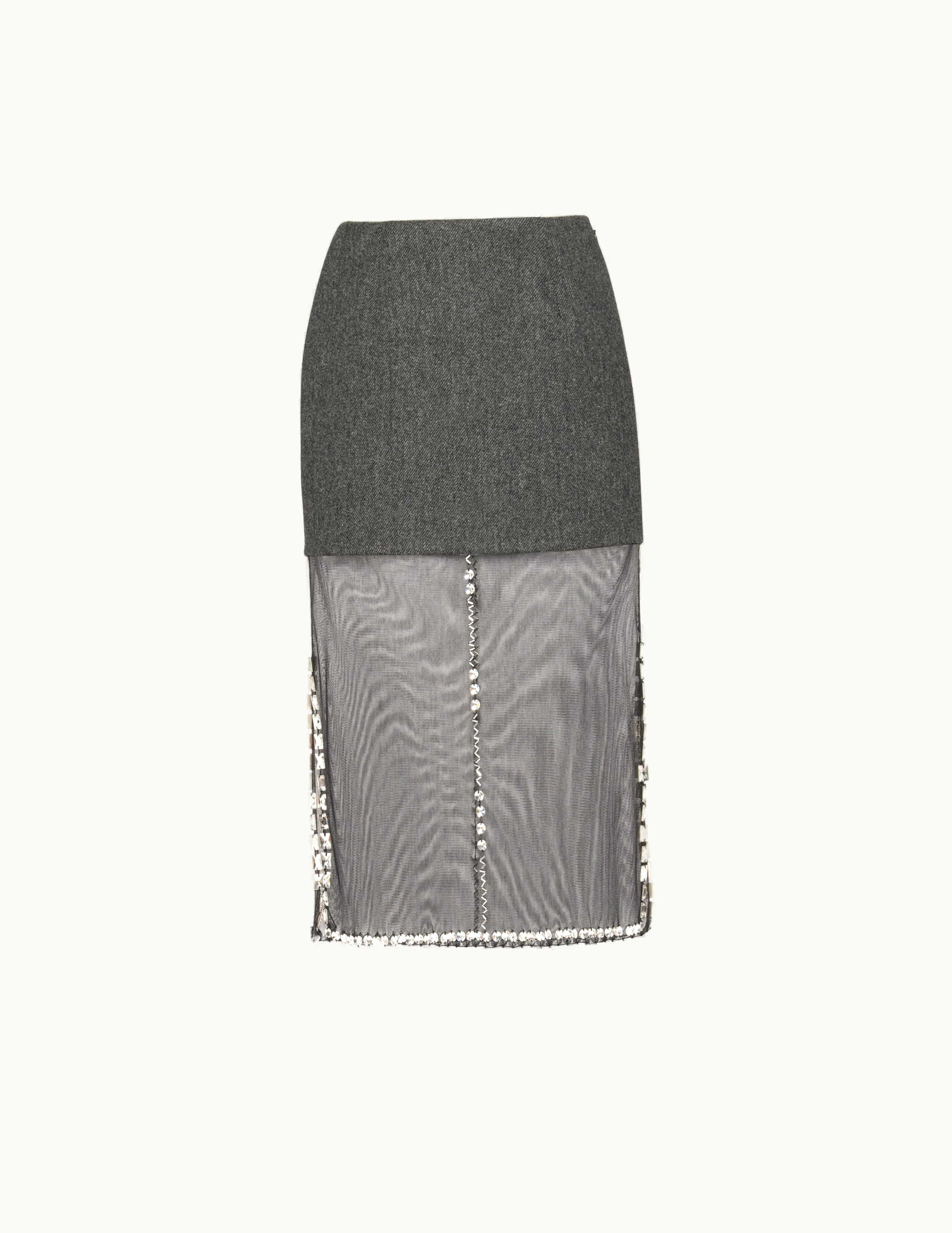 Prada Prada Embroidered Cloth And Tulle Midi-Skirt