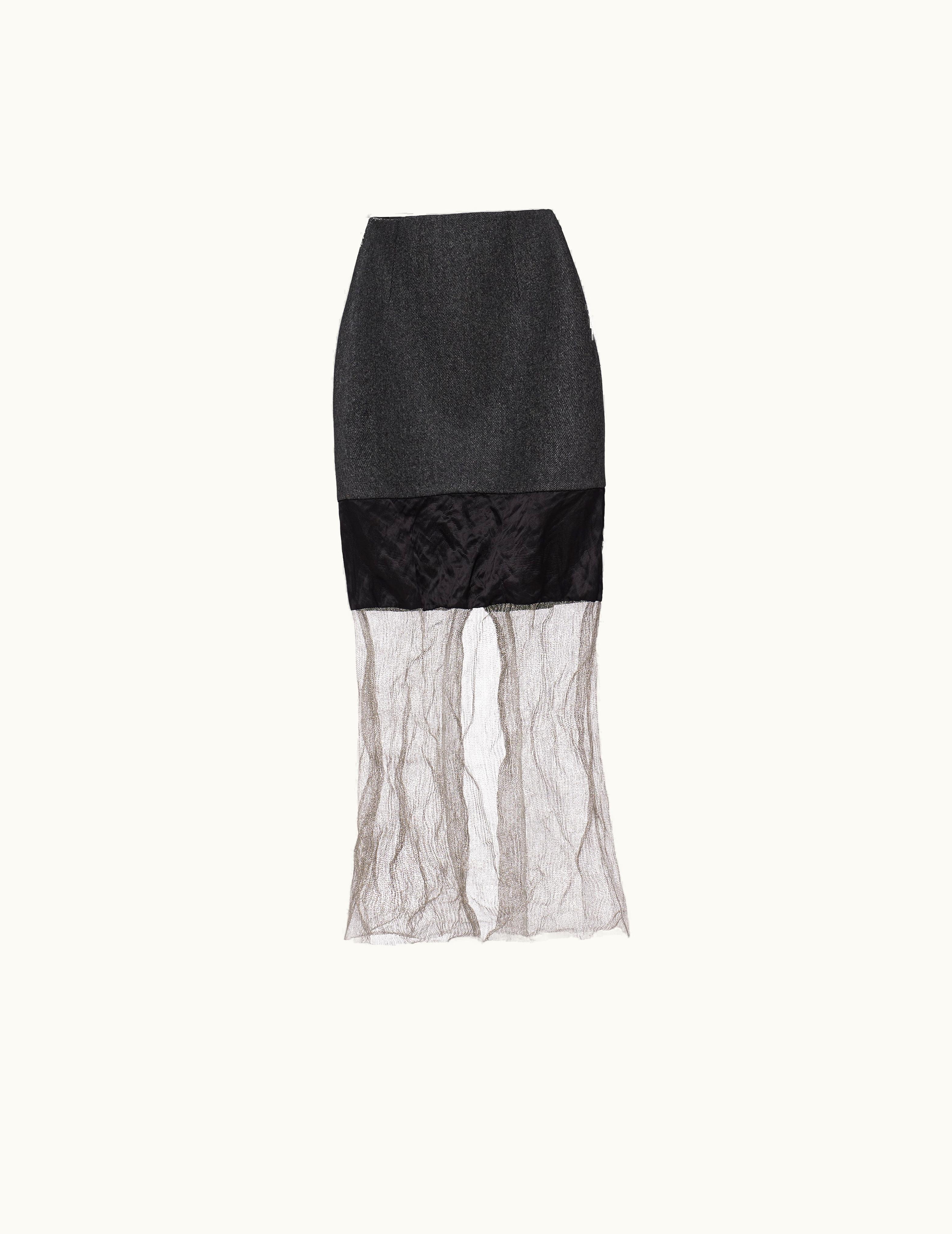 Prada Prada Cloth And Mesh Midi-Skirt UZ0155480