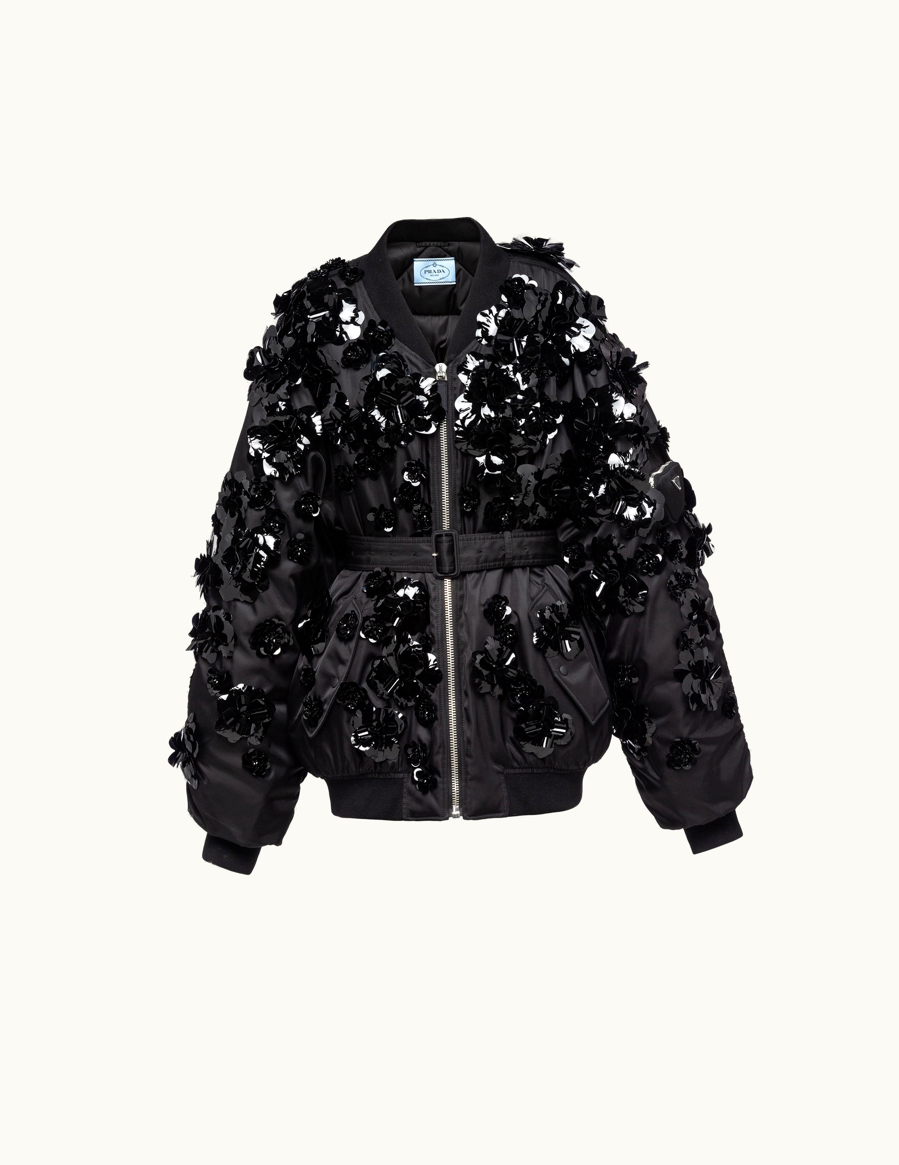 Prada Prada Embroidered Quilted Re-Nylon Bomber Jacket UZ0155485