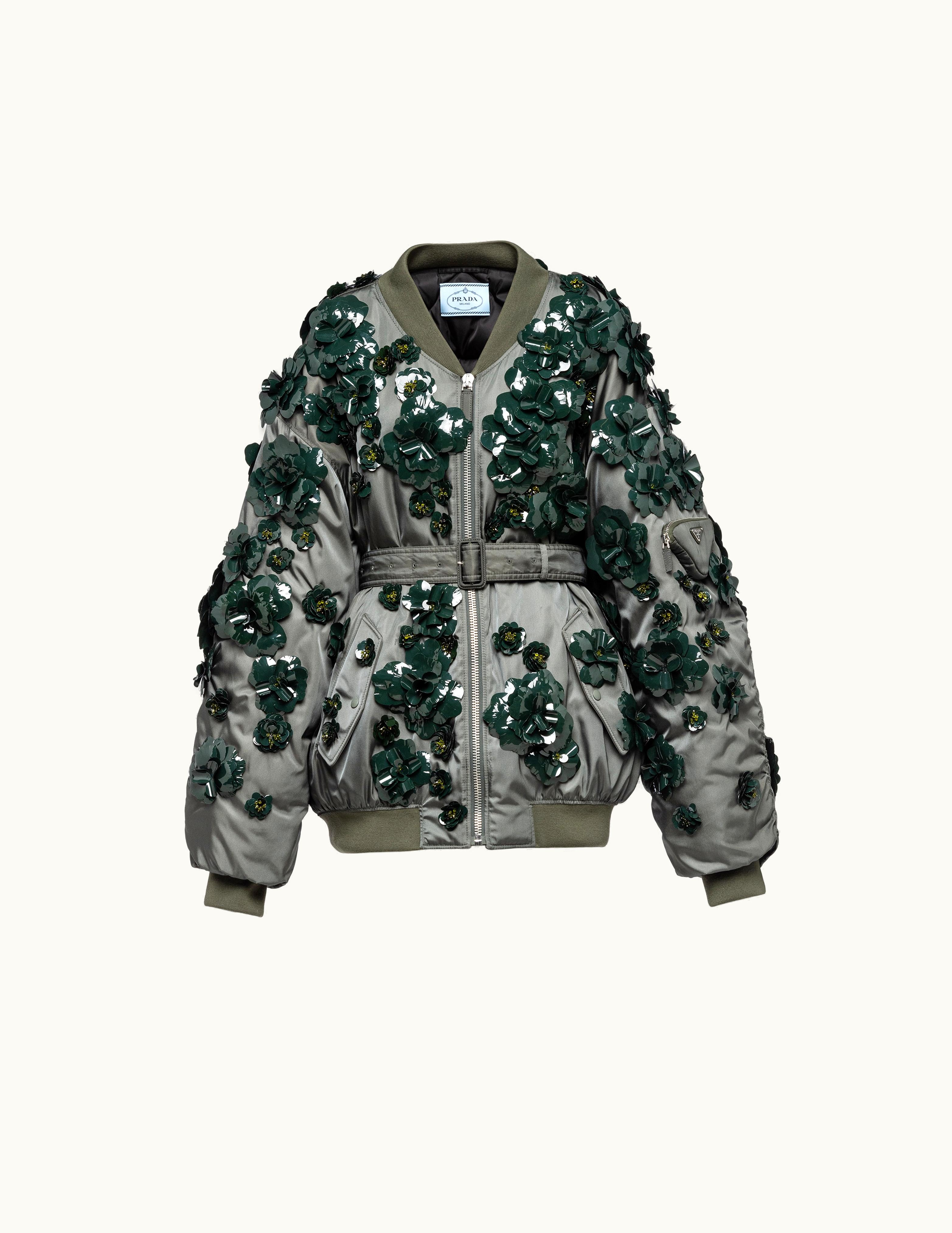 Prada Prada Embroidered Quilted Re-Nylon Bomber Jacket UZ0155487