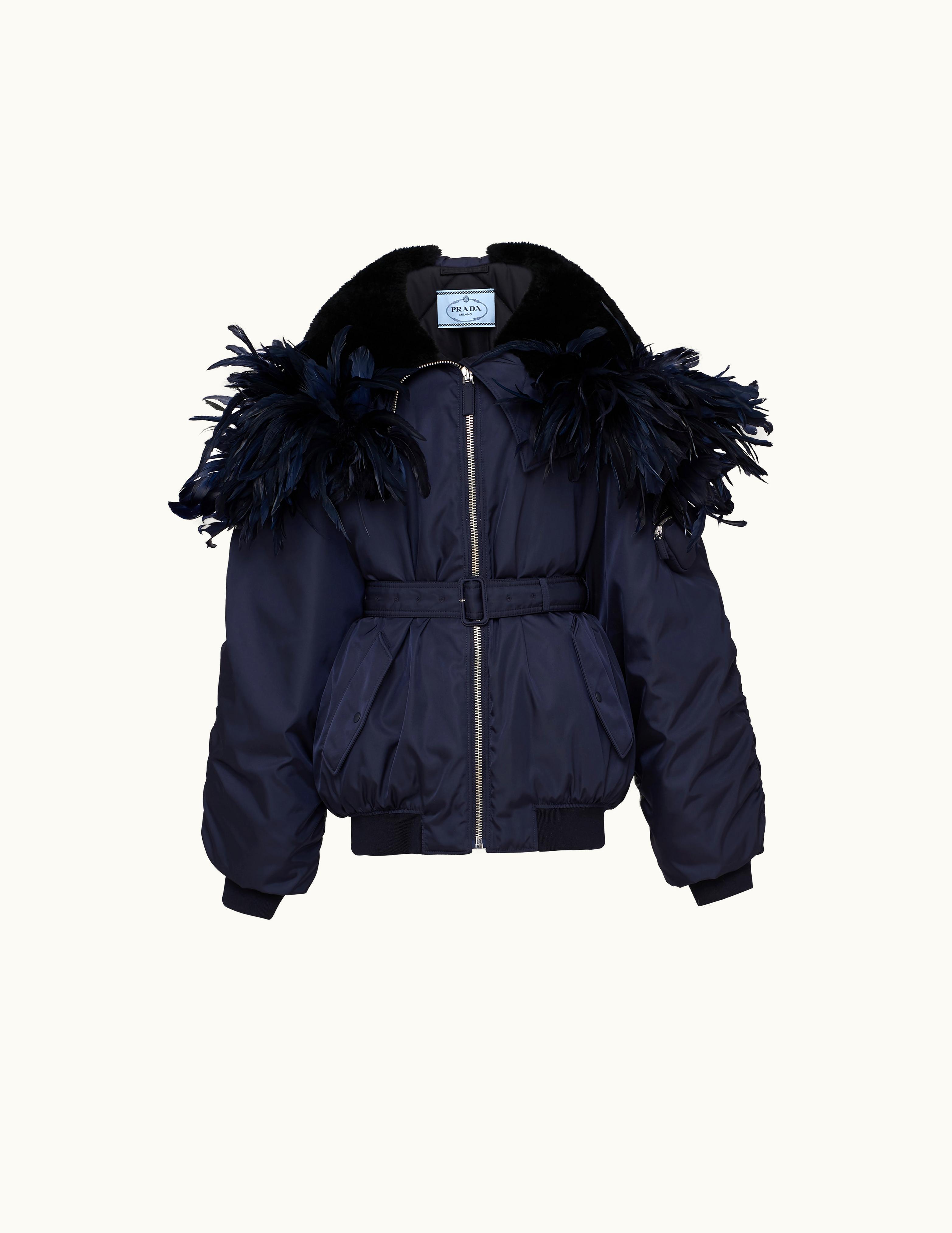 Prada Prada Hooded Embroidered Re-Nylon Bomber Jacket