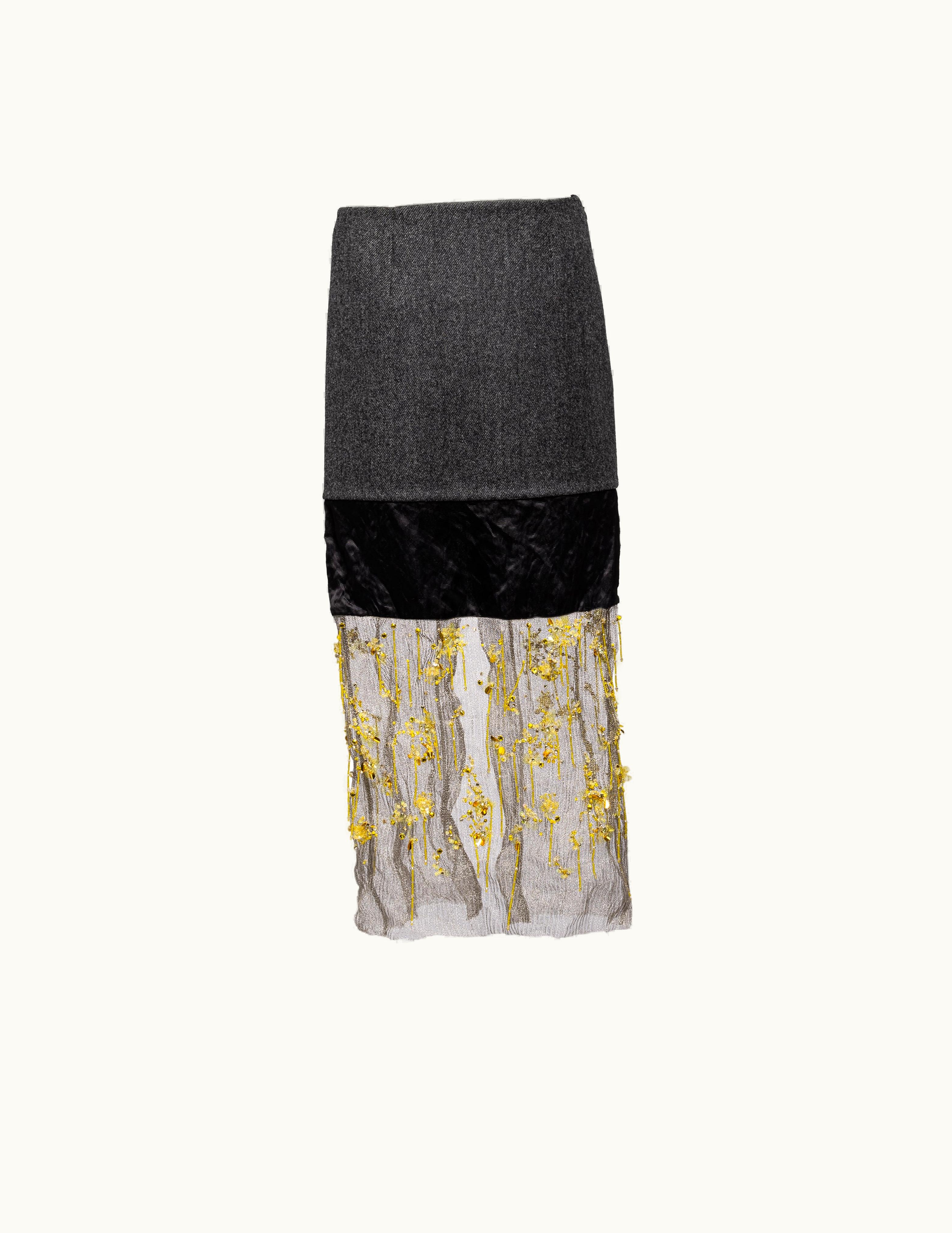 Prada Prada Embroidered Cloth And Mesh Midi-Skirt UZ0155499