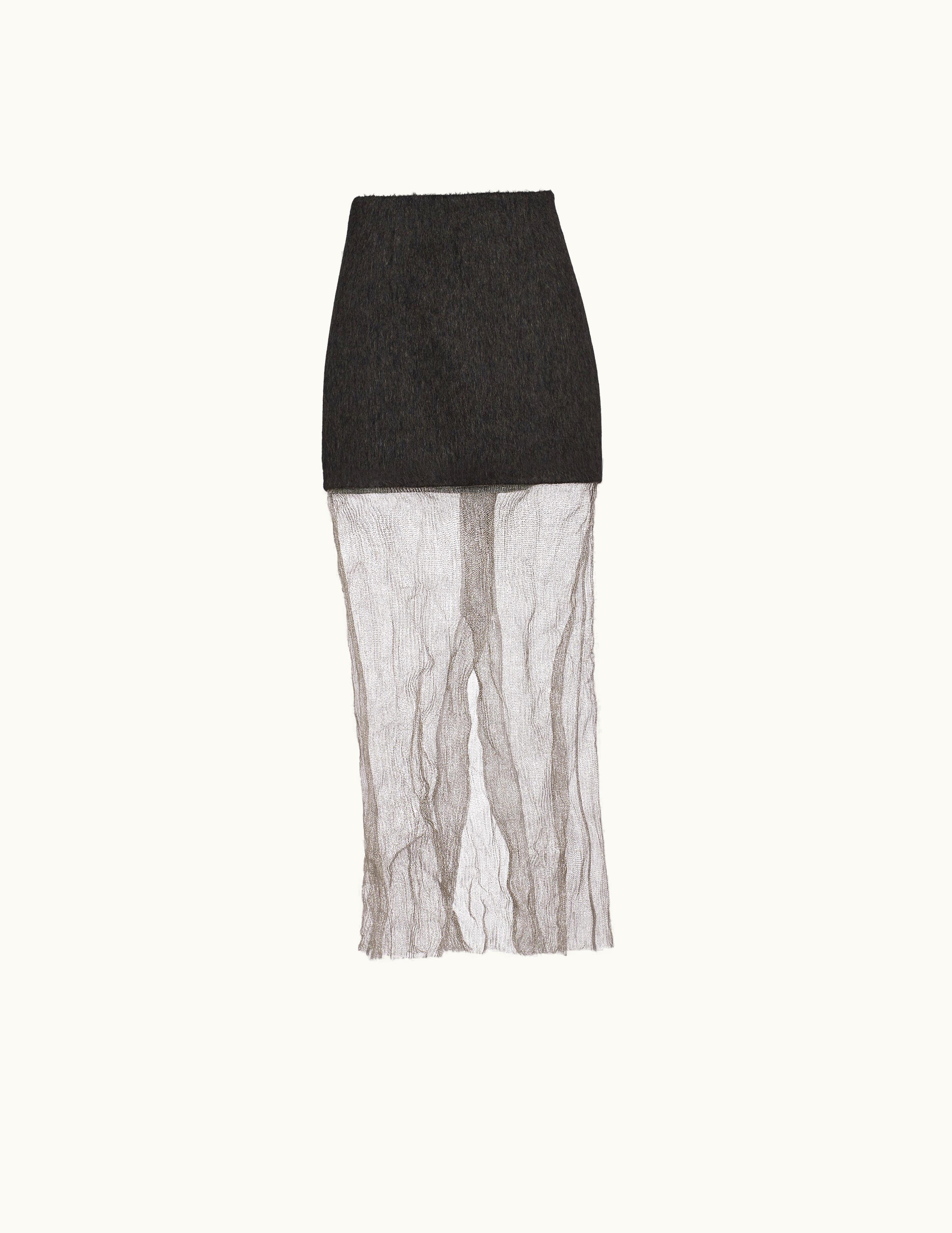 Prada Prada Cloth And Mesh Midi-Skirt UZ0155502