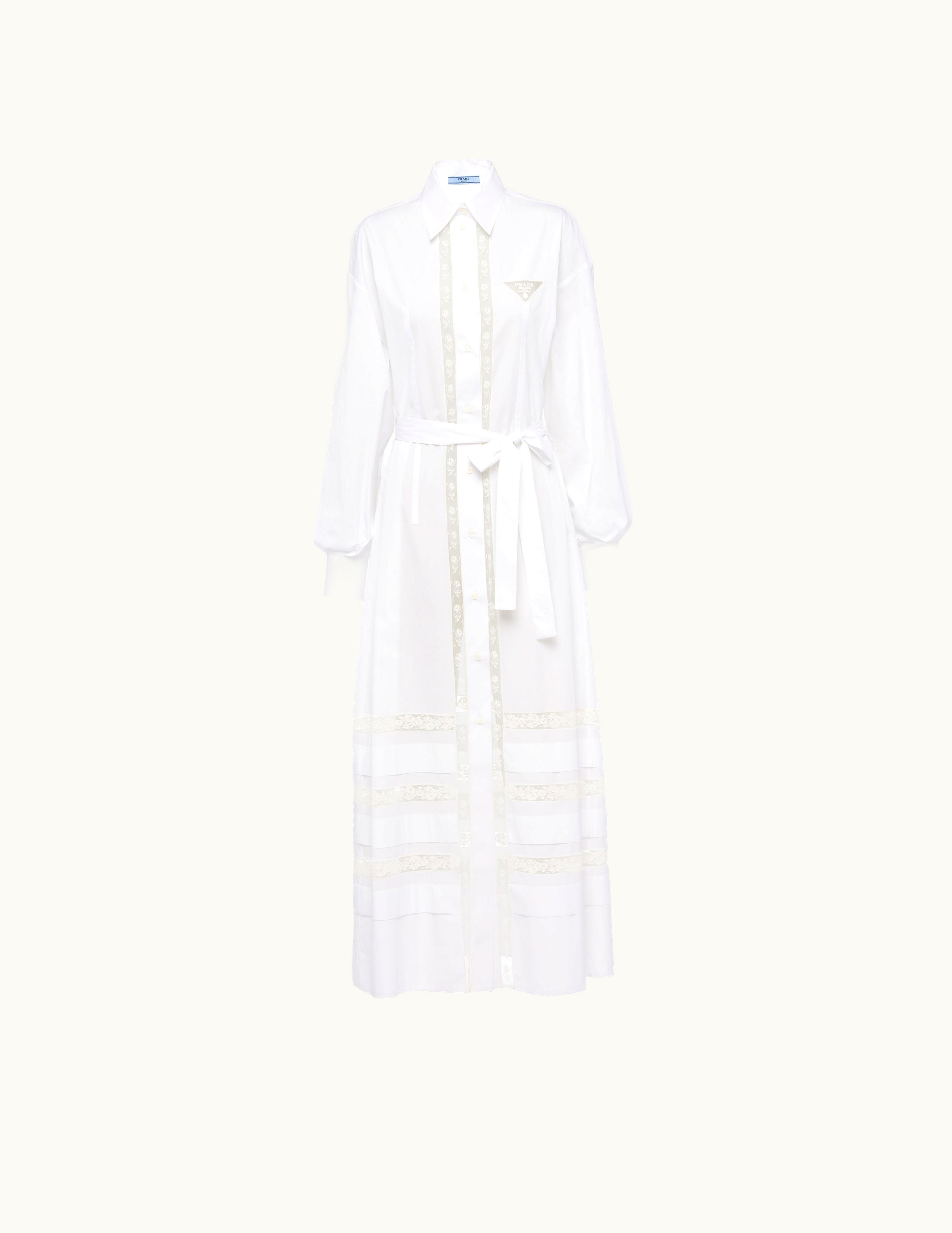Prada Prada Long Intarsia Poplin Dress