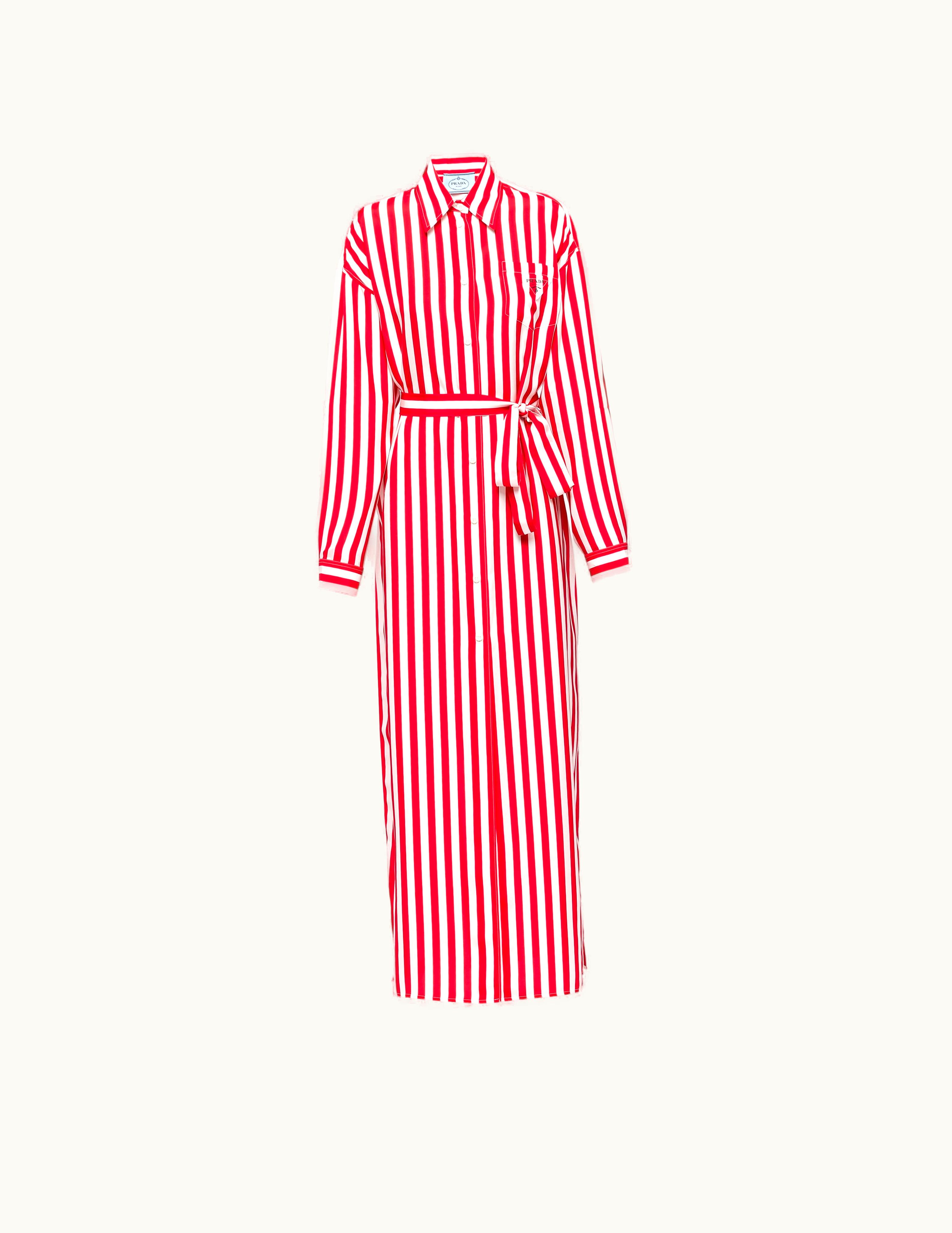 Prada Prada Long Striped Silk Dress
