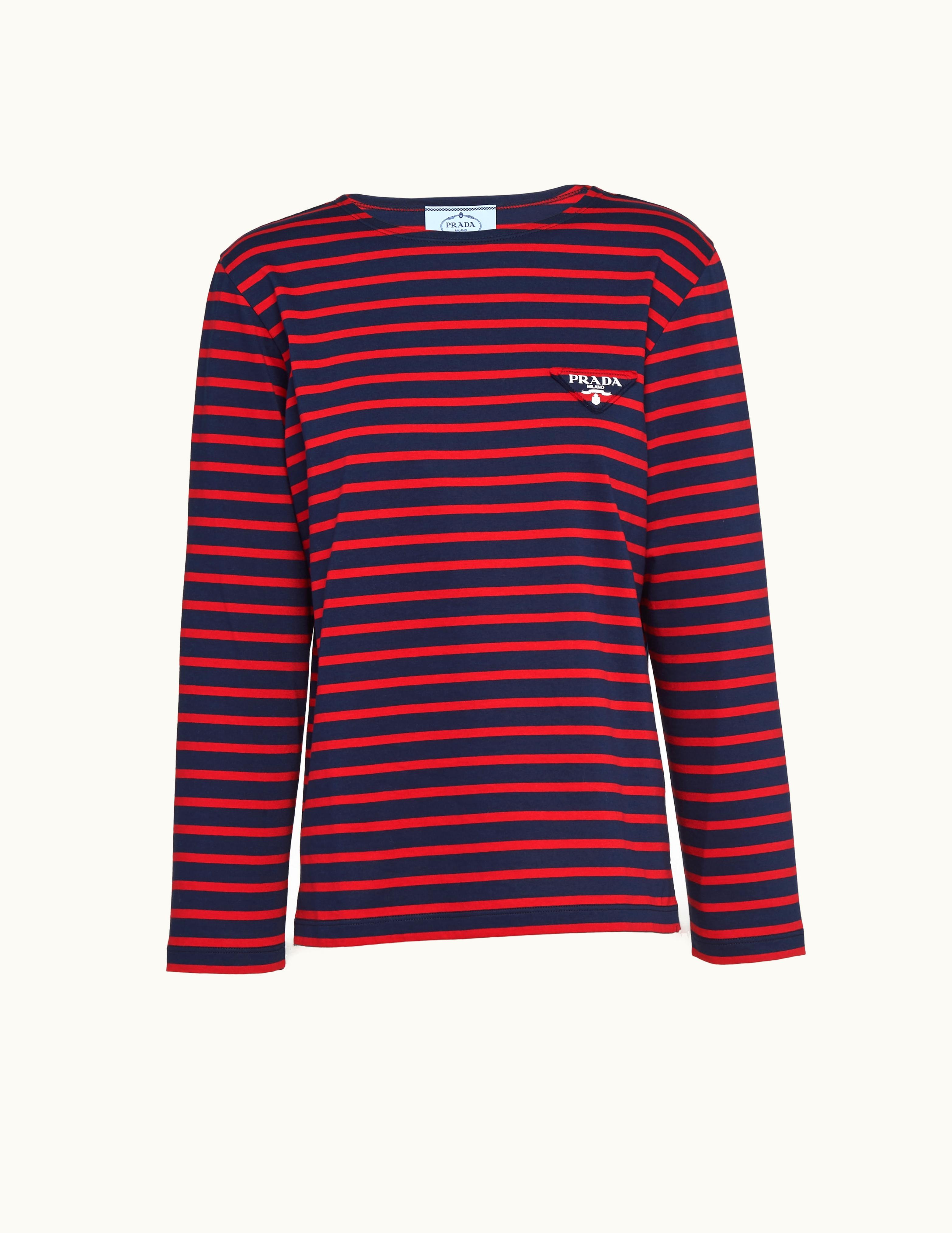 Prada Prada Long-Sleeved Striped Jersey T-Shirt